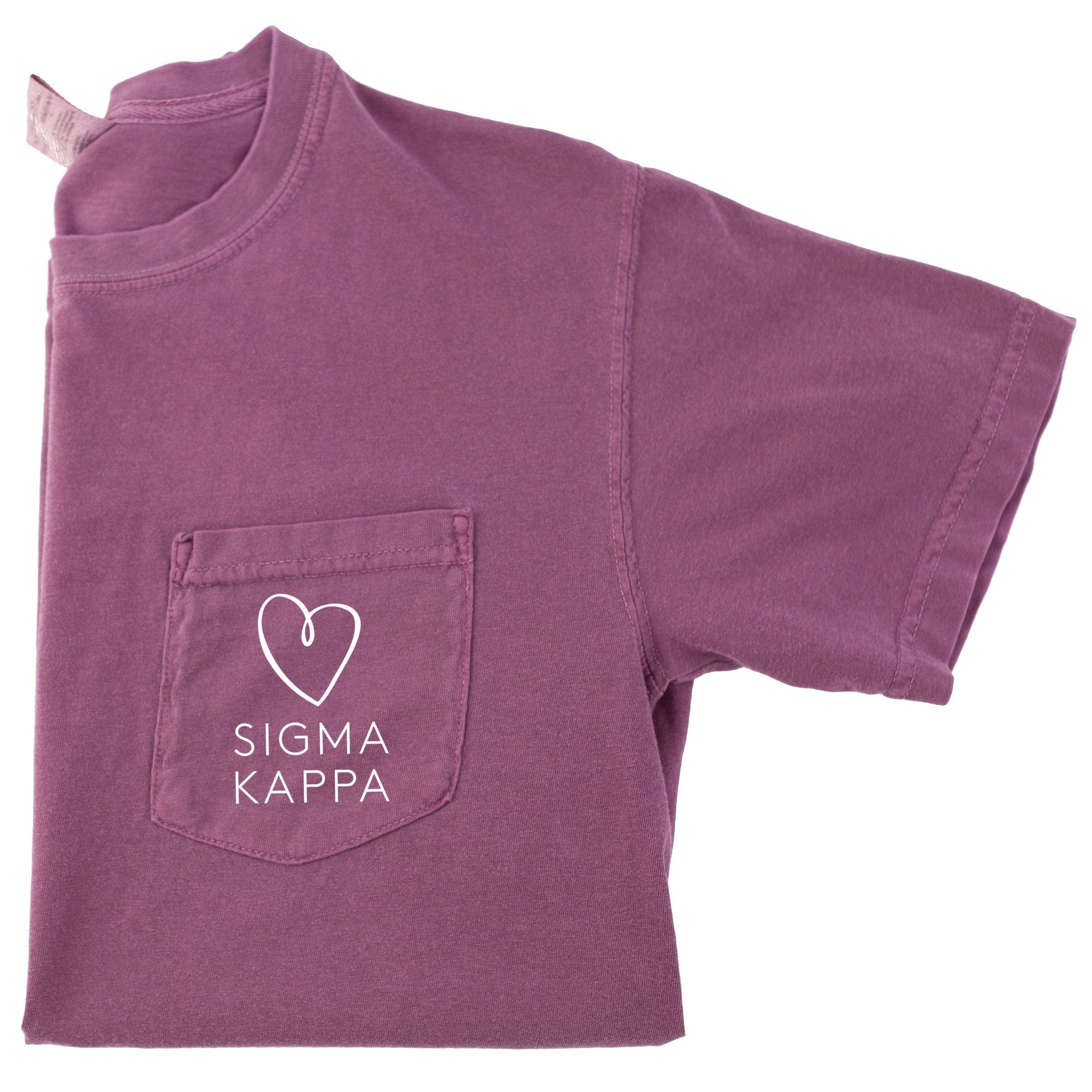 Sigma Kappa Heart Logo Pocket Tee - Berry - Go Greek Chic