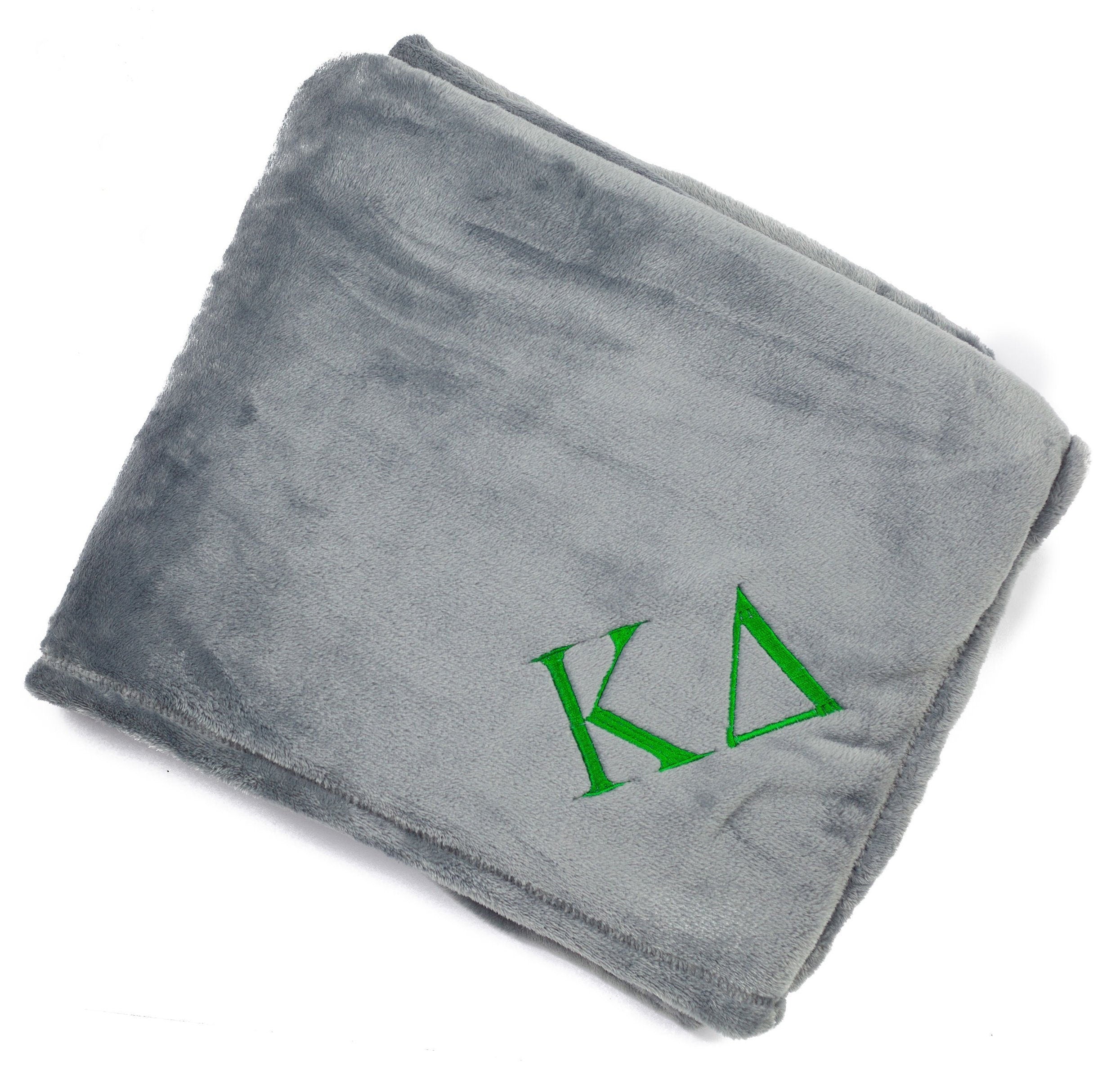 Kappa Delta Plush Throw Blanket - Grey/Green - Go Greek Chic