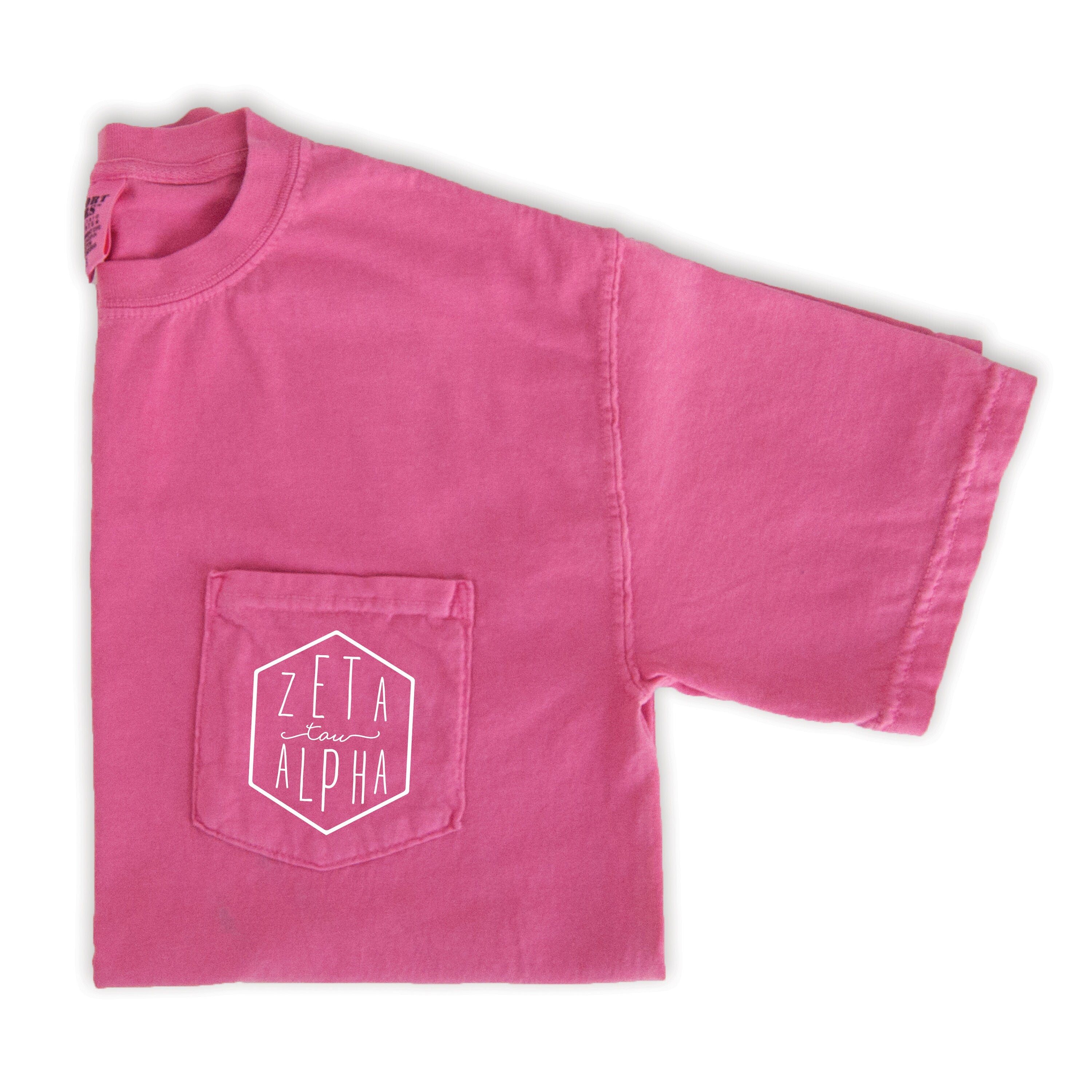 Zeta Tau Alpha Hexagon Pocket Tee - Pink - Go Greek Chic