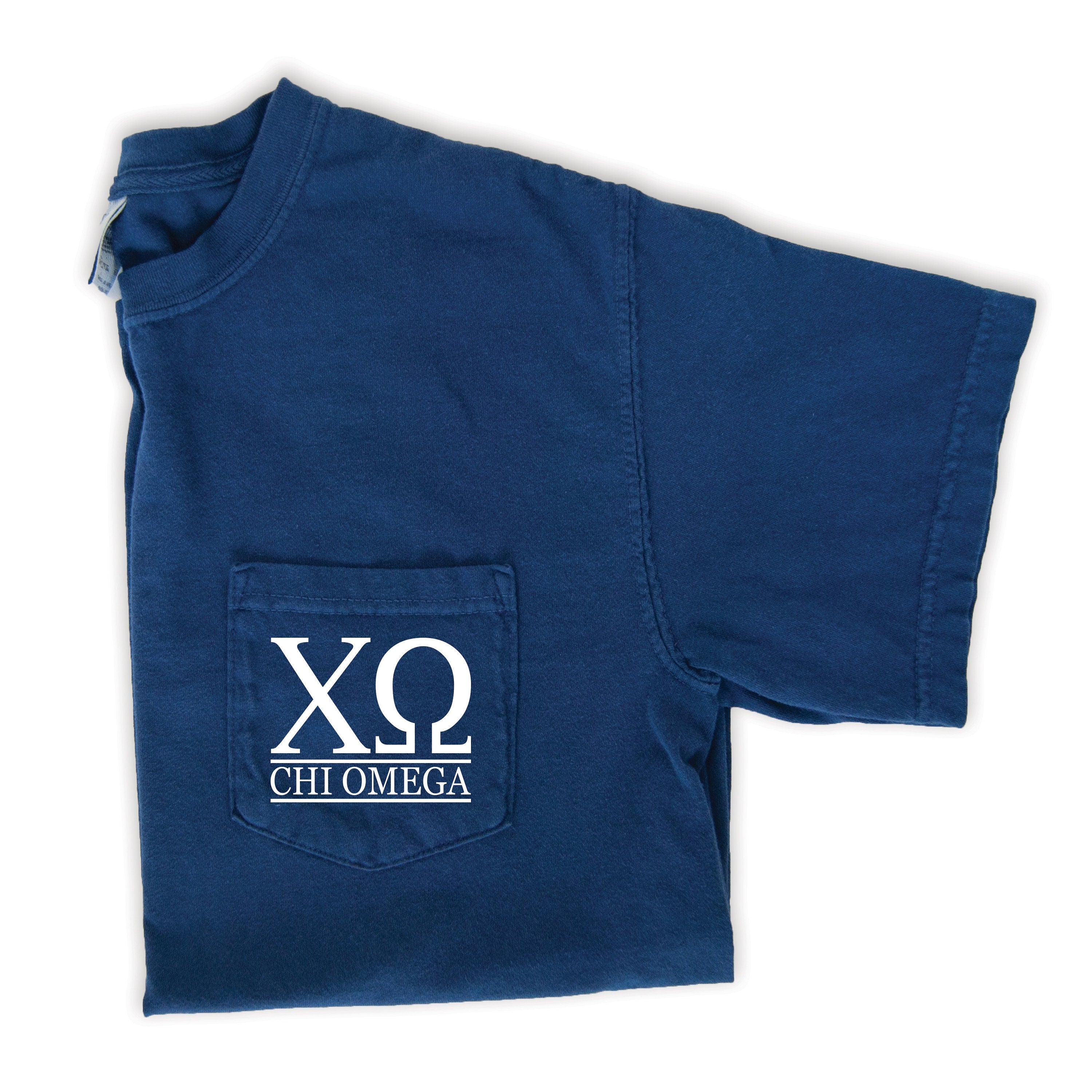 Chi Omega Block Letters T-Shirt - Navy - Go Greek Chic
