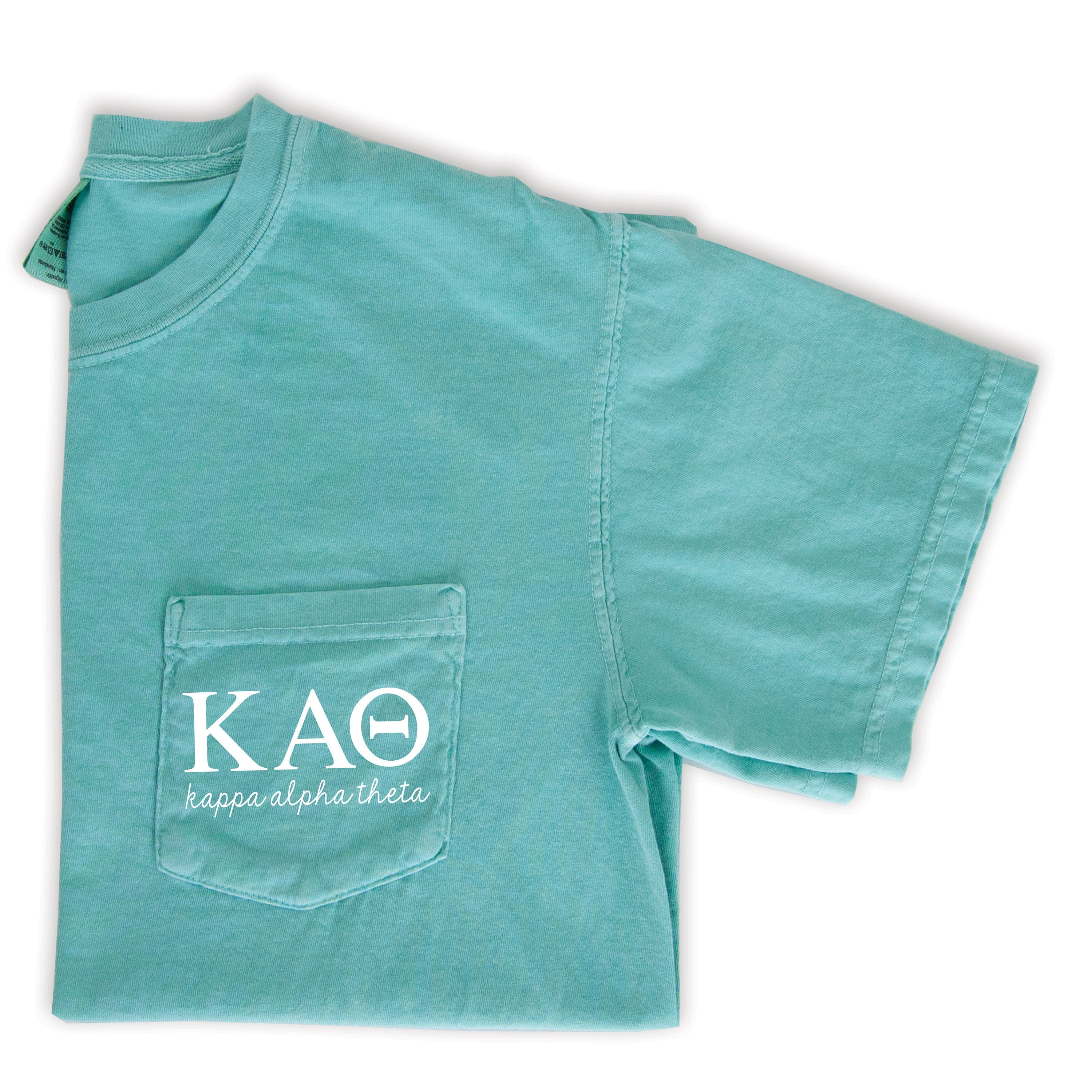 Kappa Alpha Theta Script Letters T-Shirt - Mint - Go Greek Chic