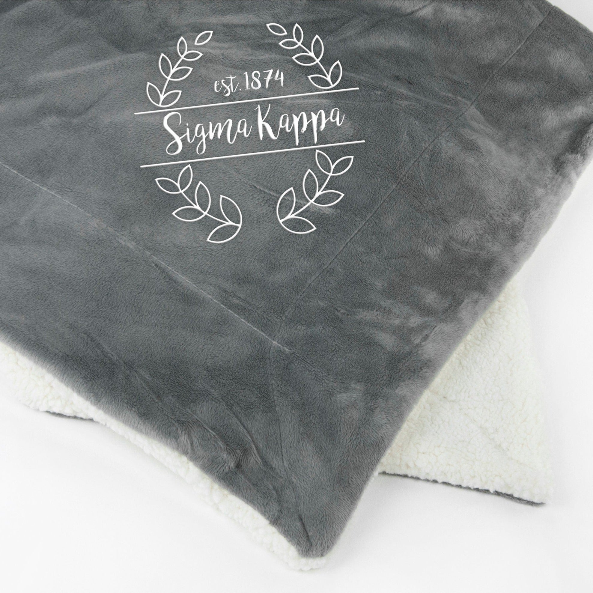 Sigma Kappa Laurel Sherpa Throw Blanket - Go Greek Chic