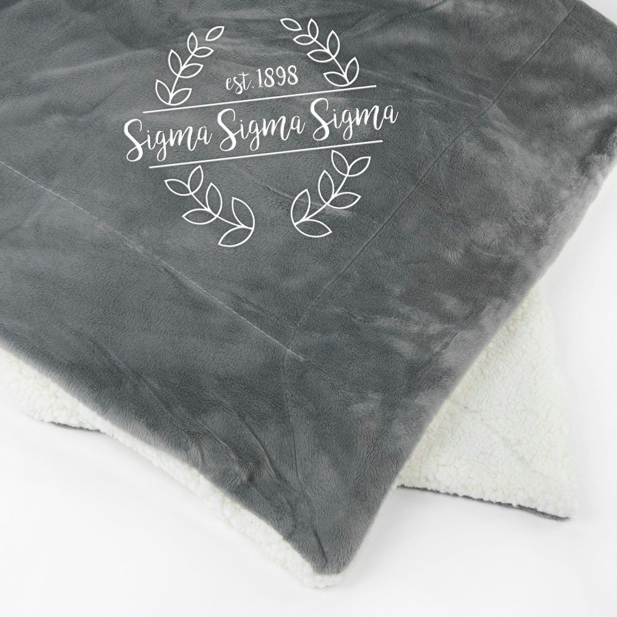 Sigma Sigma Sigma Laurel Sherpa Throw Blanket - Go Greek Chic