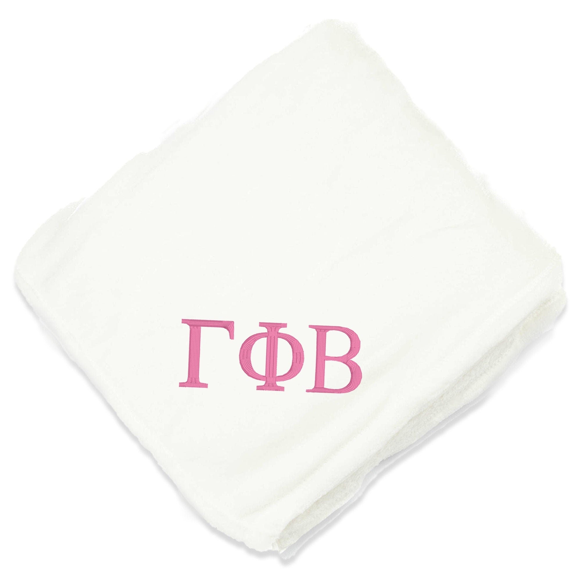 Gamma Phi Beta Throw Blanket - White/Pink - Go Greek Chic