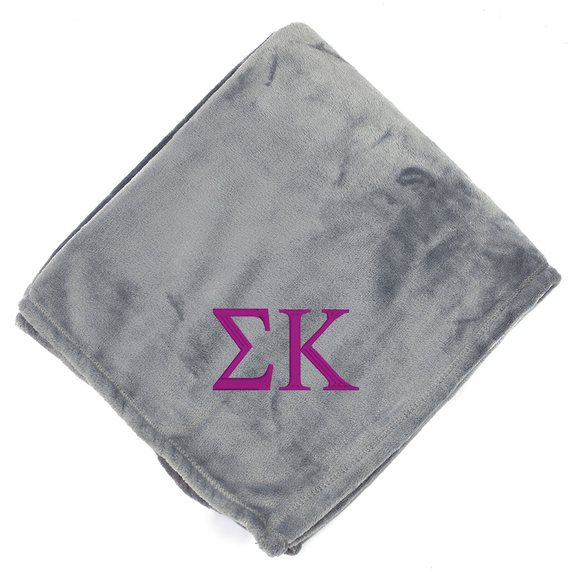 Sigma Kappa Throw Blanket - Grey/Berry - Go Greek Chic