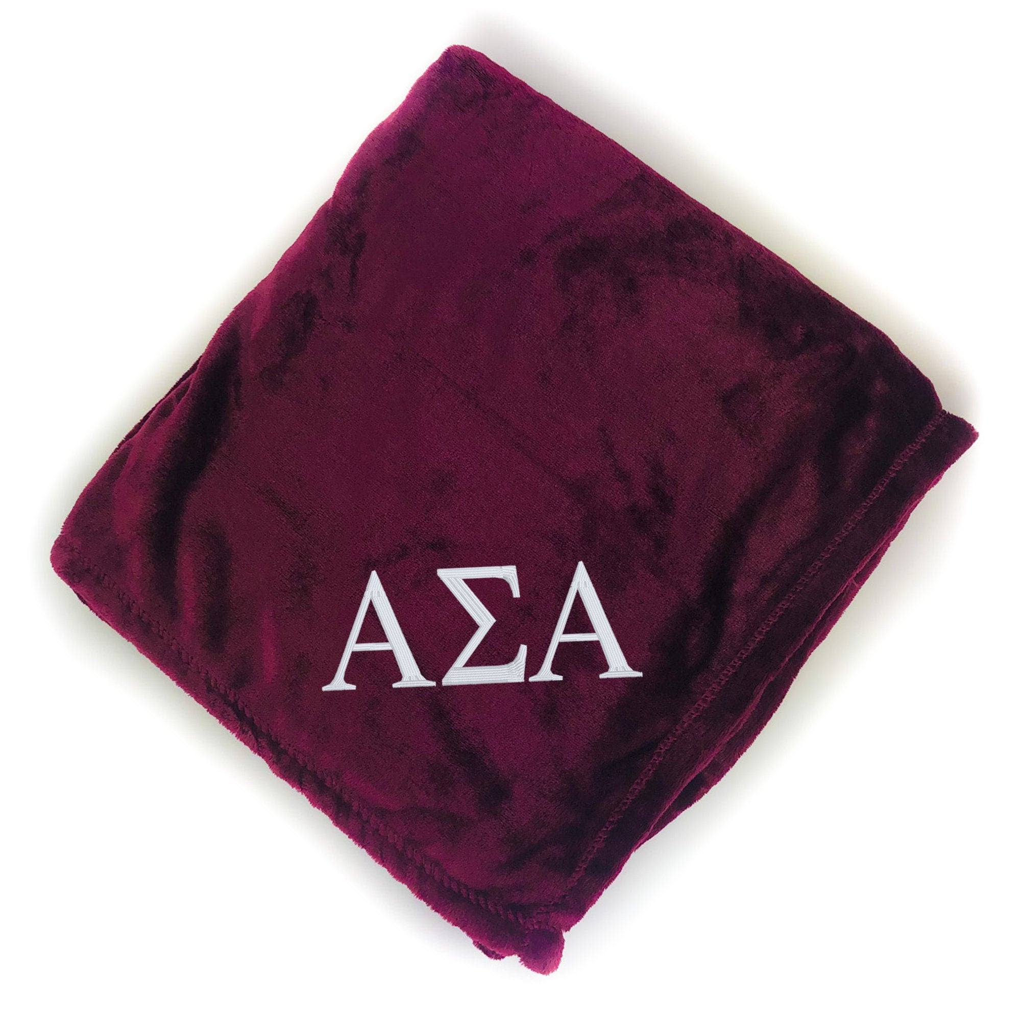 Alpha Sigma Alpha Plush Throw Blanket - Burgundy/White - Go Greek Chic
