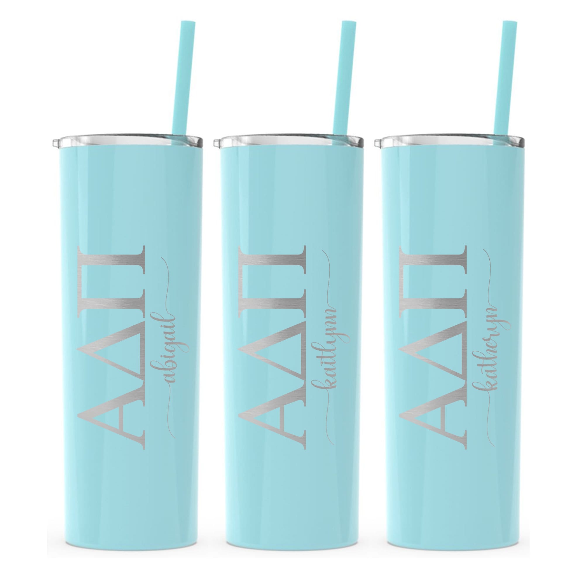 Alpha Delta Pi - Personalized Skinny Tumbler with Straw