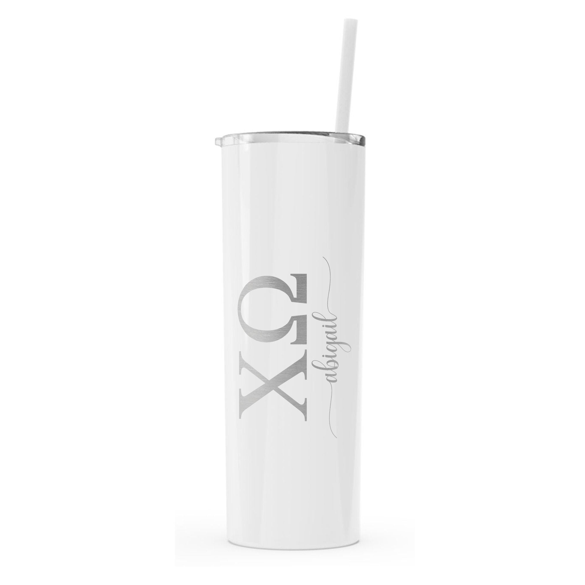 Chi Omega - Personalized Skinny Tumbler with Straw