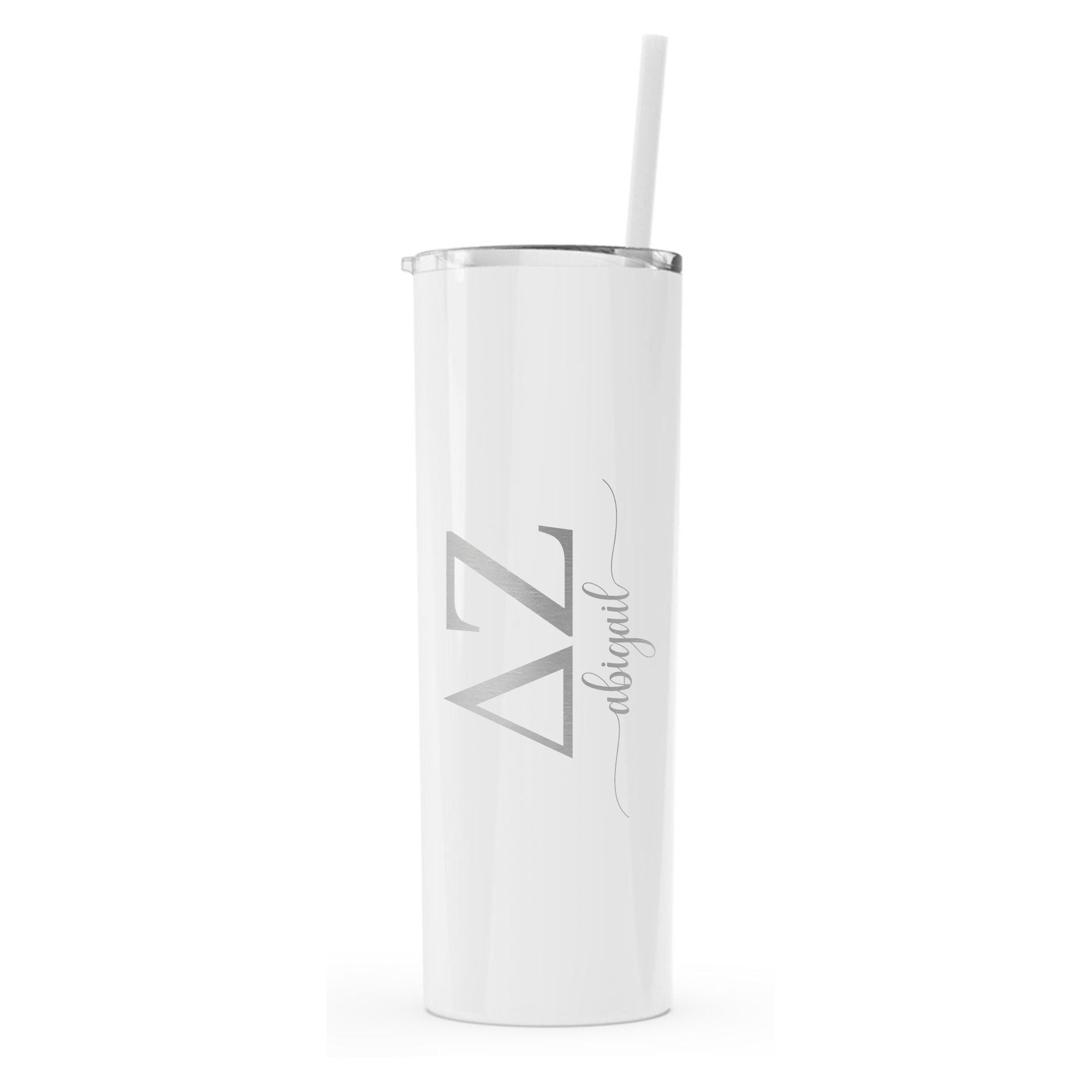 Delta Zeta - Personalized Skinny Tumbler with Straw