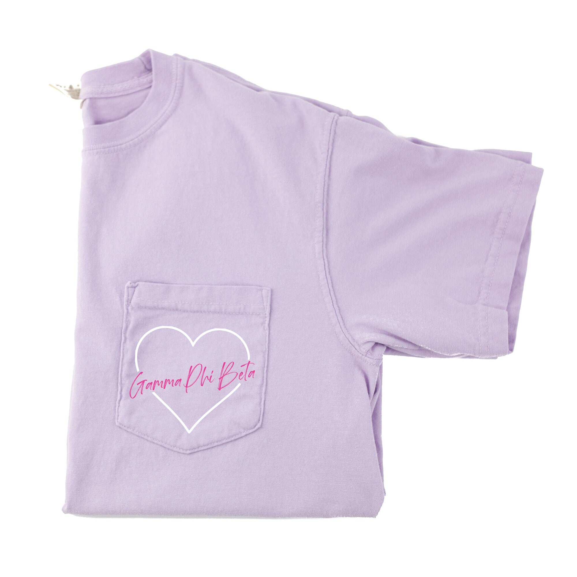 Gamma Phi Beta Heart Pocket T-Shirt - Orchid - Go Greek Chic