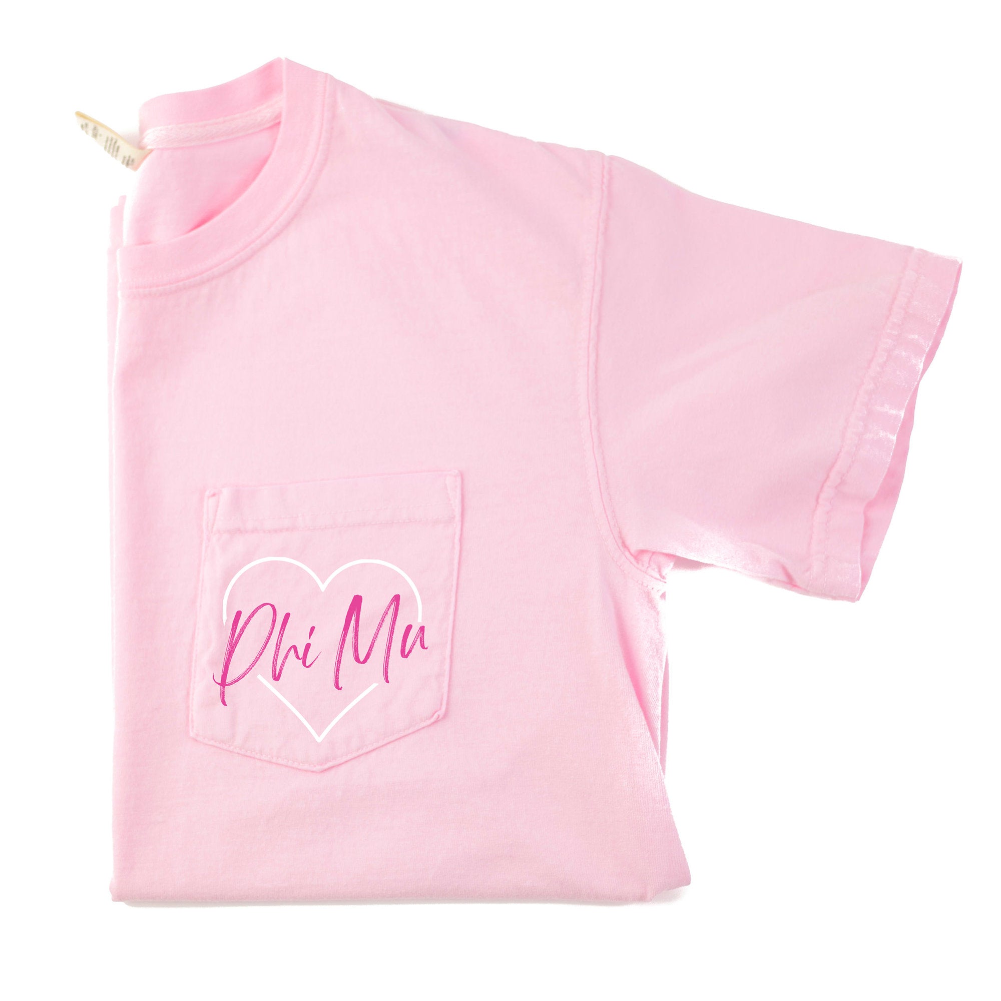 Phi Mu Heart Pocket T-Shirt - Blossom - Go Greek Chic