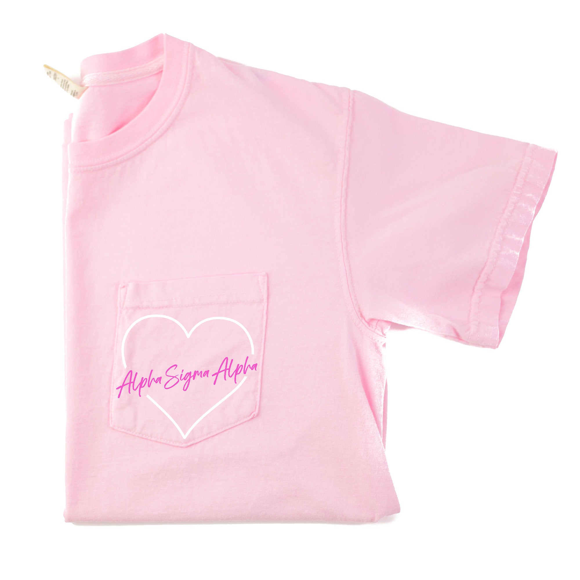Alpha Sigma Alpha Heart Pocket T-Shirt - Blossom - Go Greek Chic