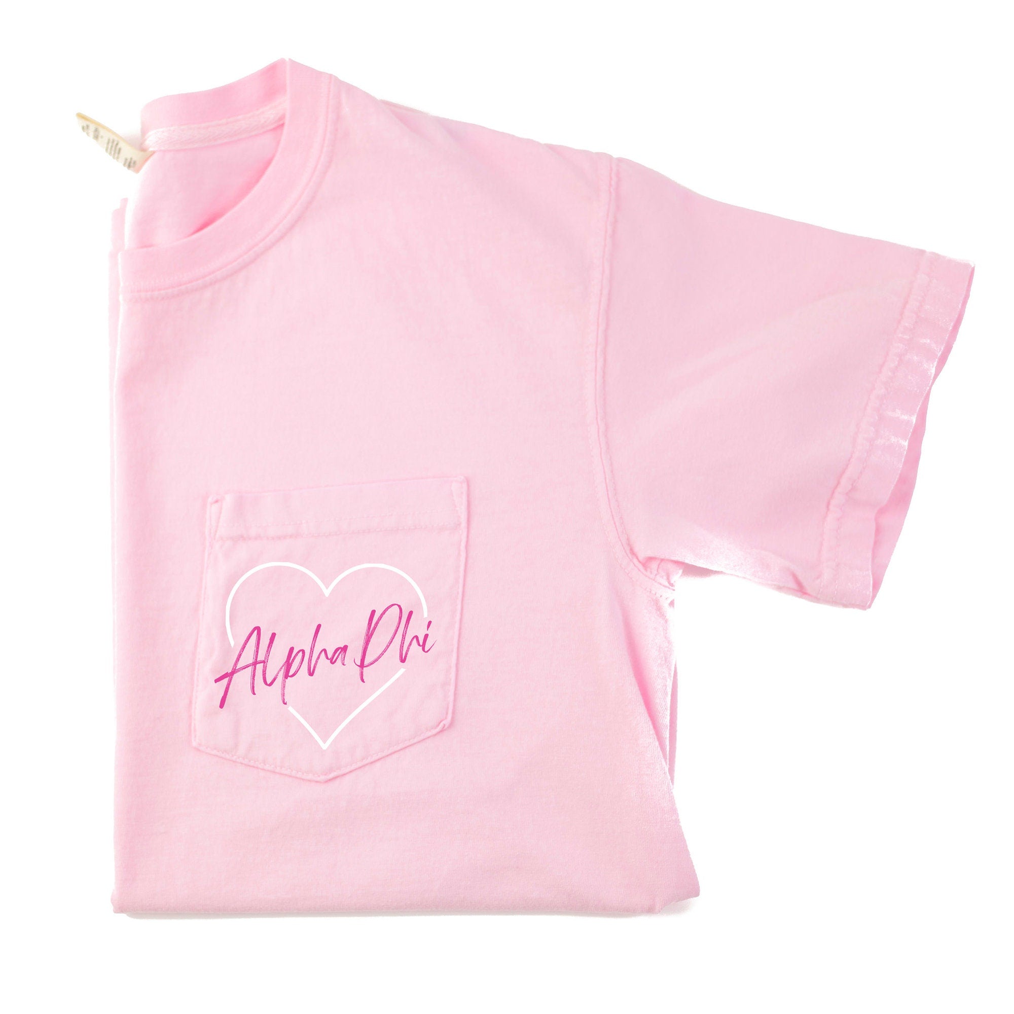 Alpha Phi Heart Pocket T-Shirt - Blossom - Go Greek Chic