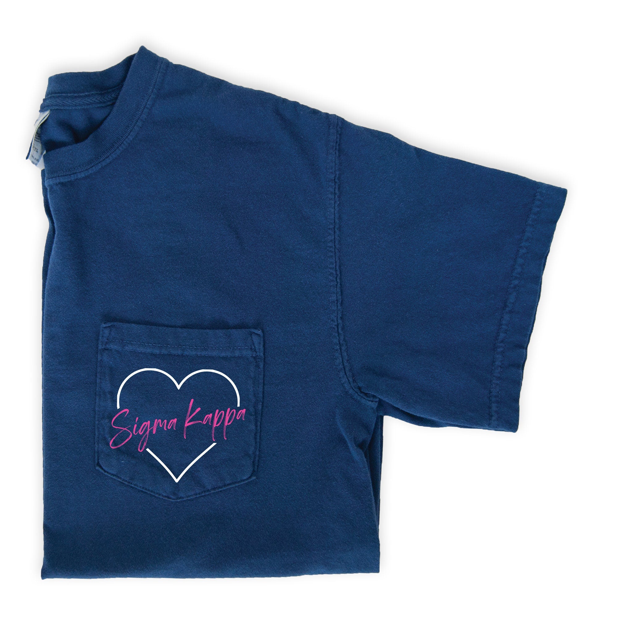Sigma Kappa Heart Pocket T-Shirt - Navy - Go Greek Chic