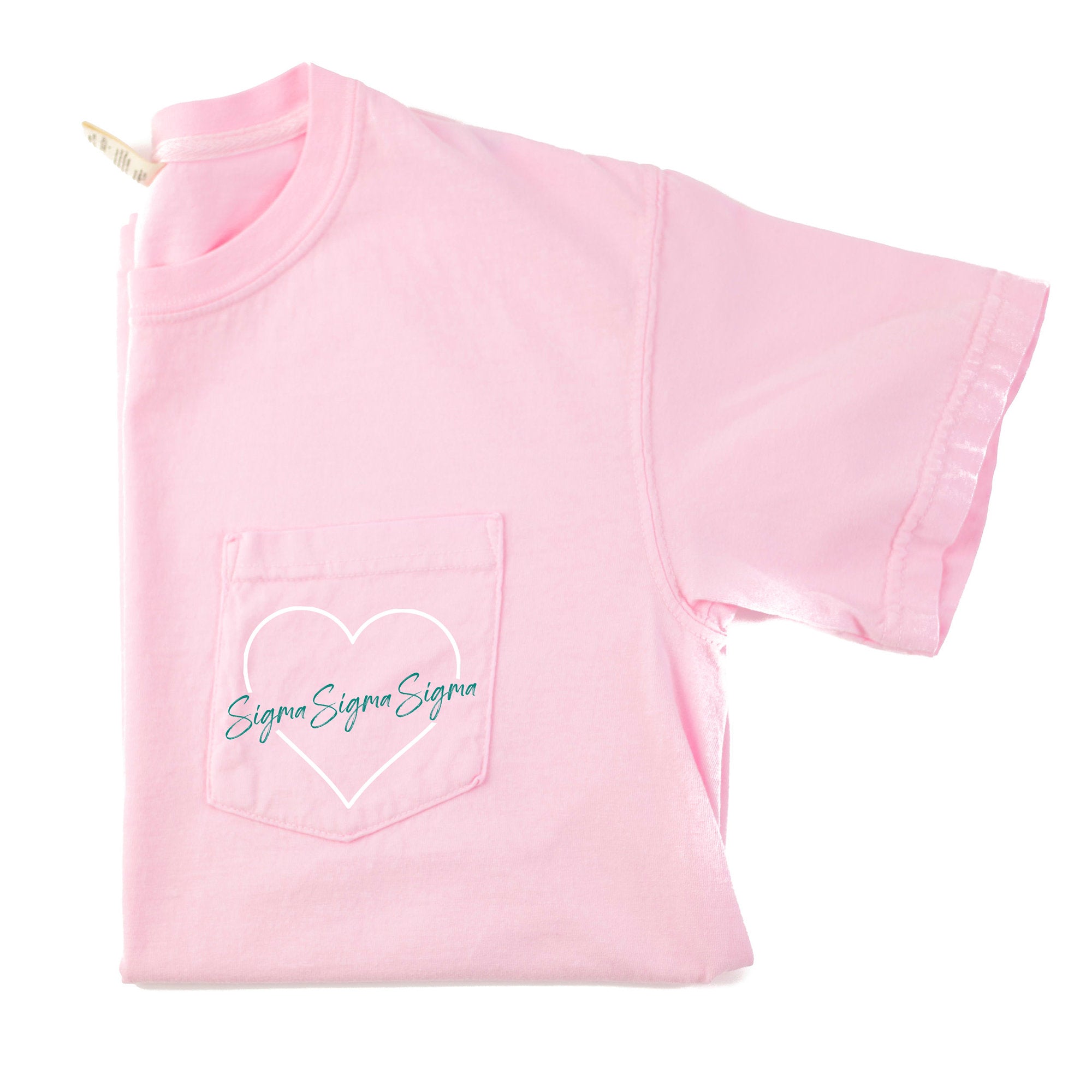 Sigma Sigma Sigma Heart Pocket T-Shirt - Blossom - Go Greek Chic