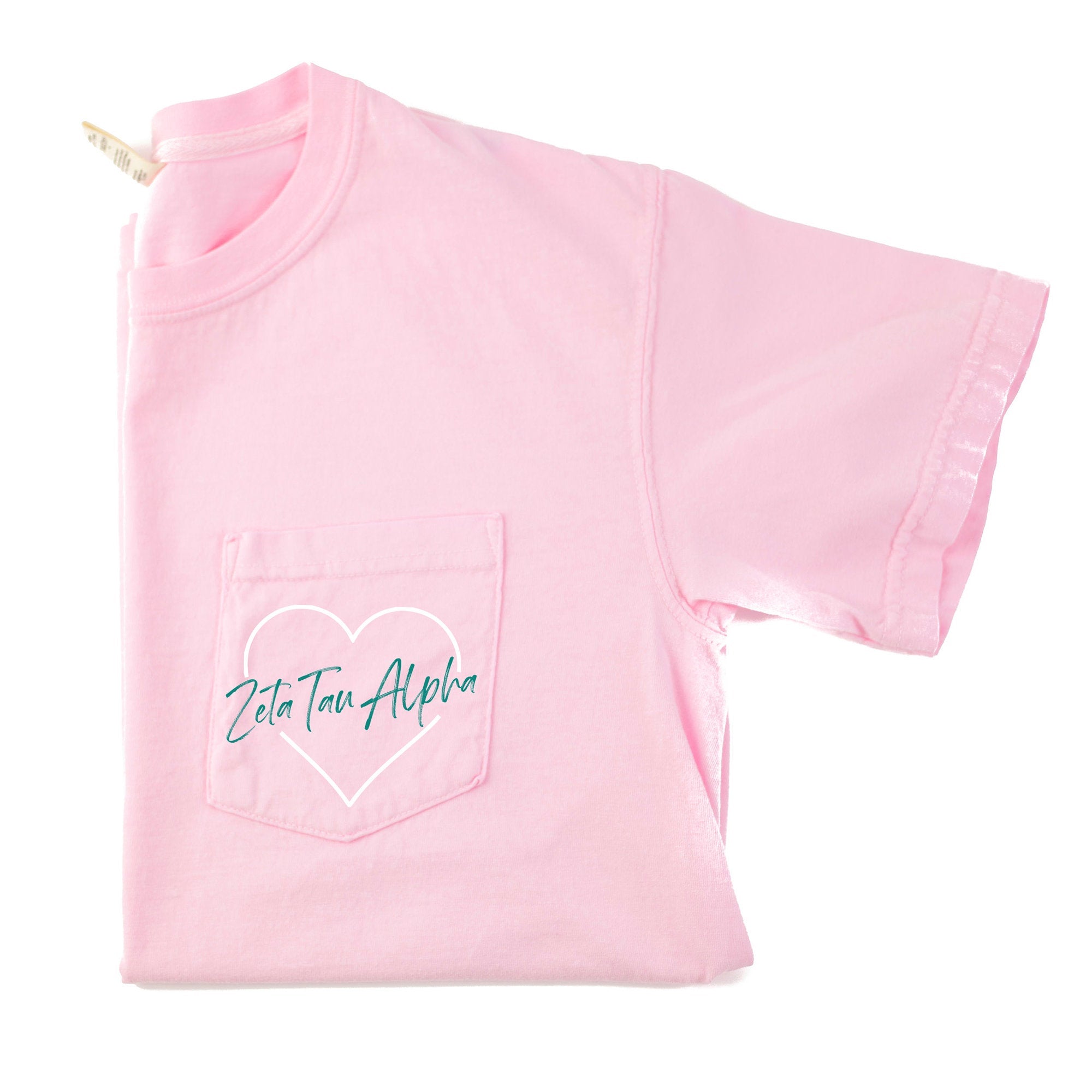 Zeta Tau Alpha Heart Pocket T-Shirt - Blossom - Go Greek Chic