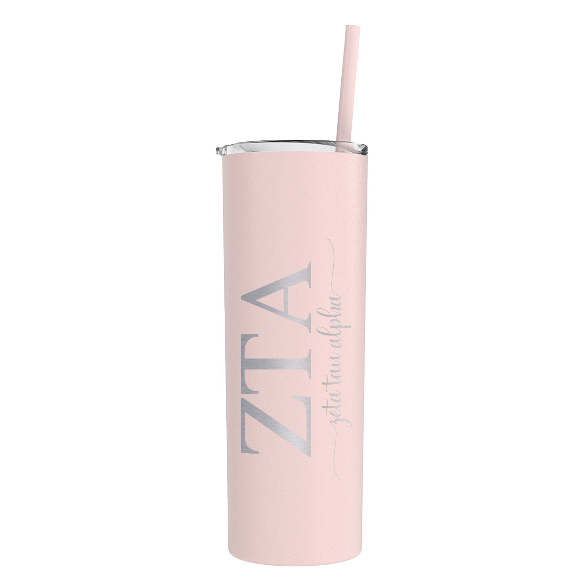 Zeta Tau Alpha Script Skinny Tumbler with Straw - Go Greek Chic
