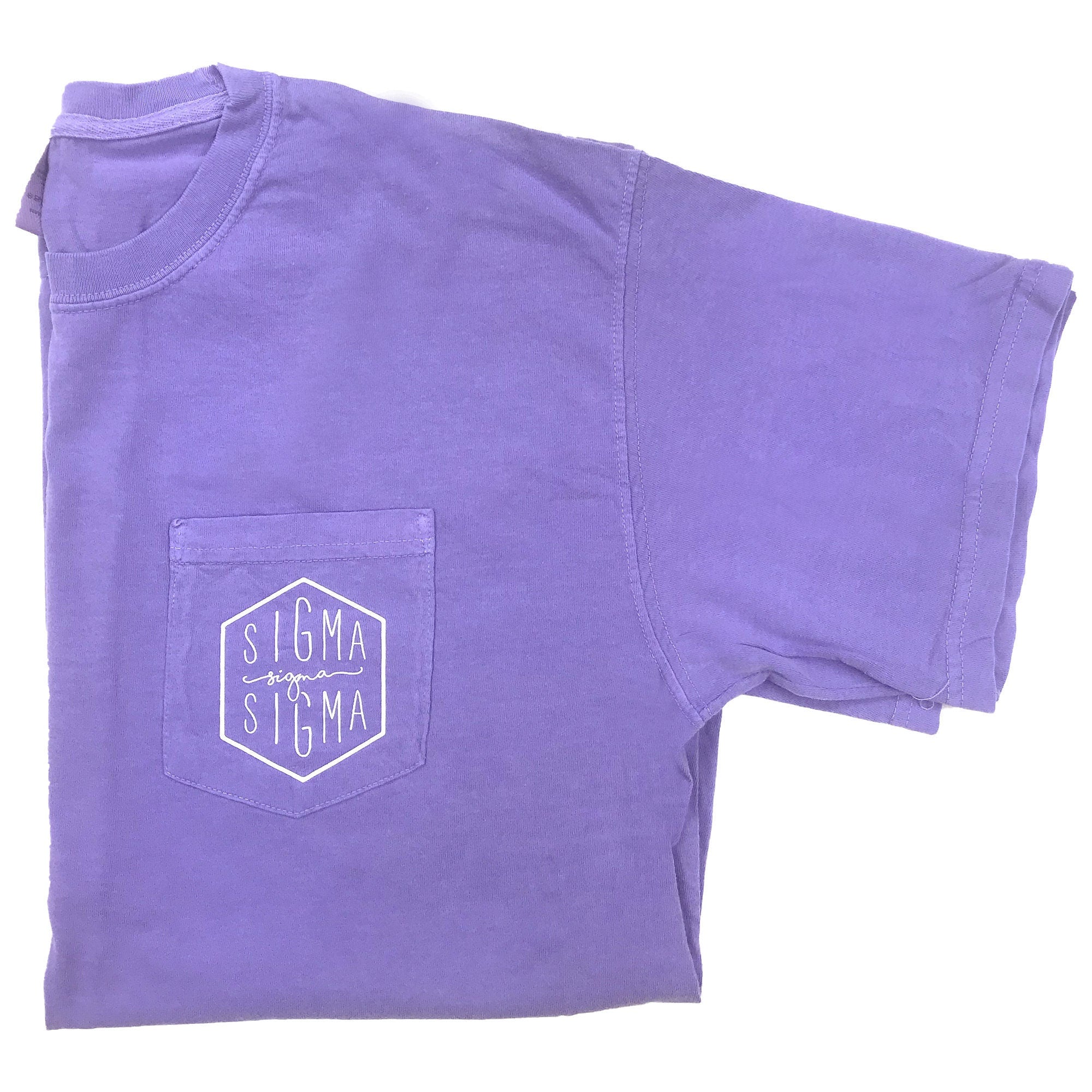Sigma Sigma Sigma Hexagon Pocket T-Shirt - Purple - Go Greek Chic