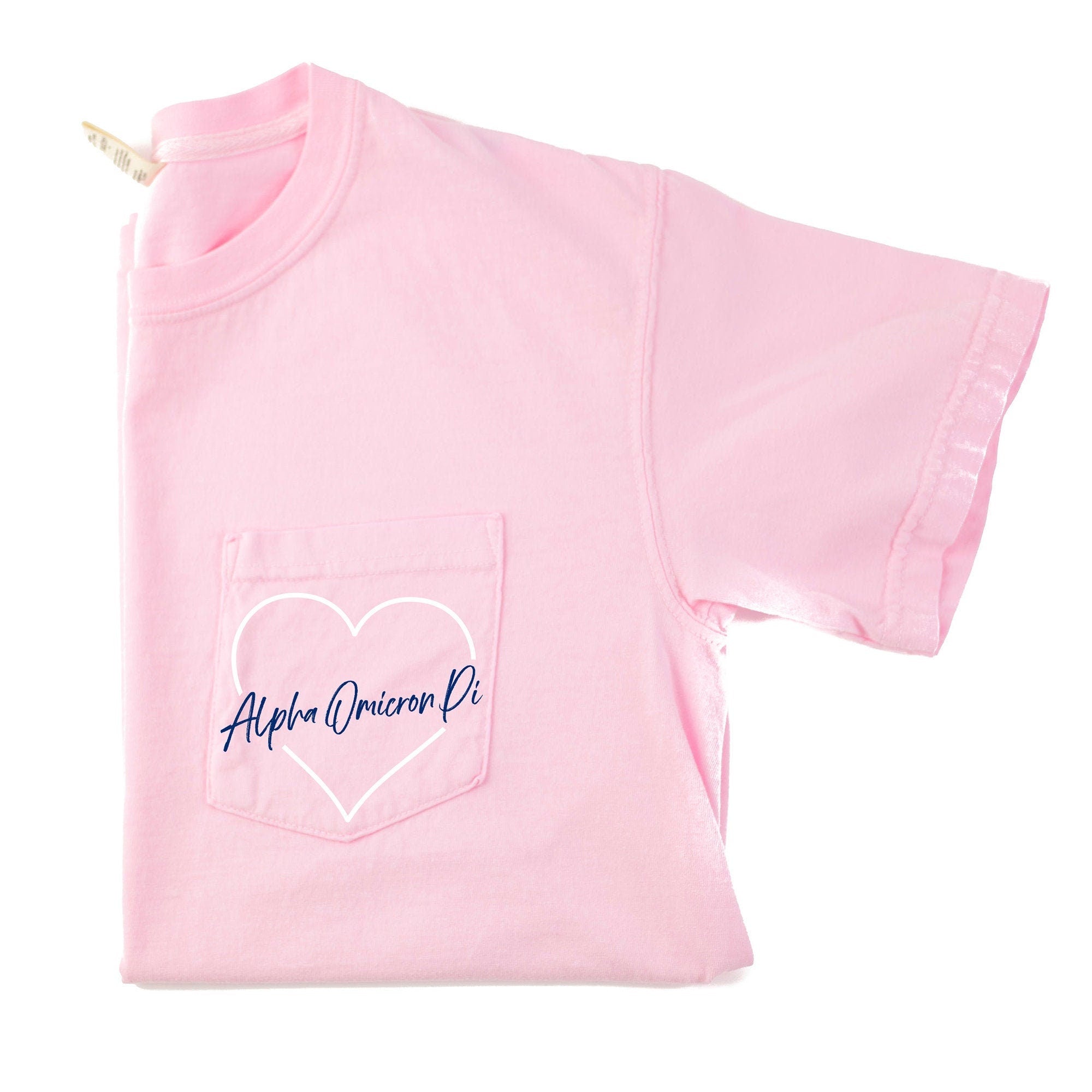 Alpha Omicron Pi Heart Pocket T-Shirt - Blossom - Go Greek Chic