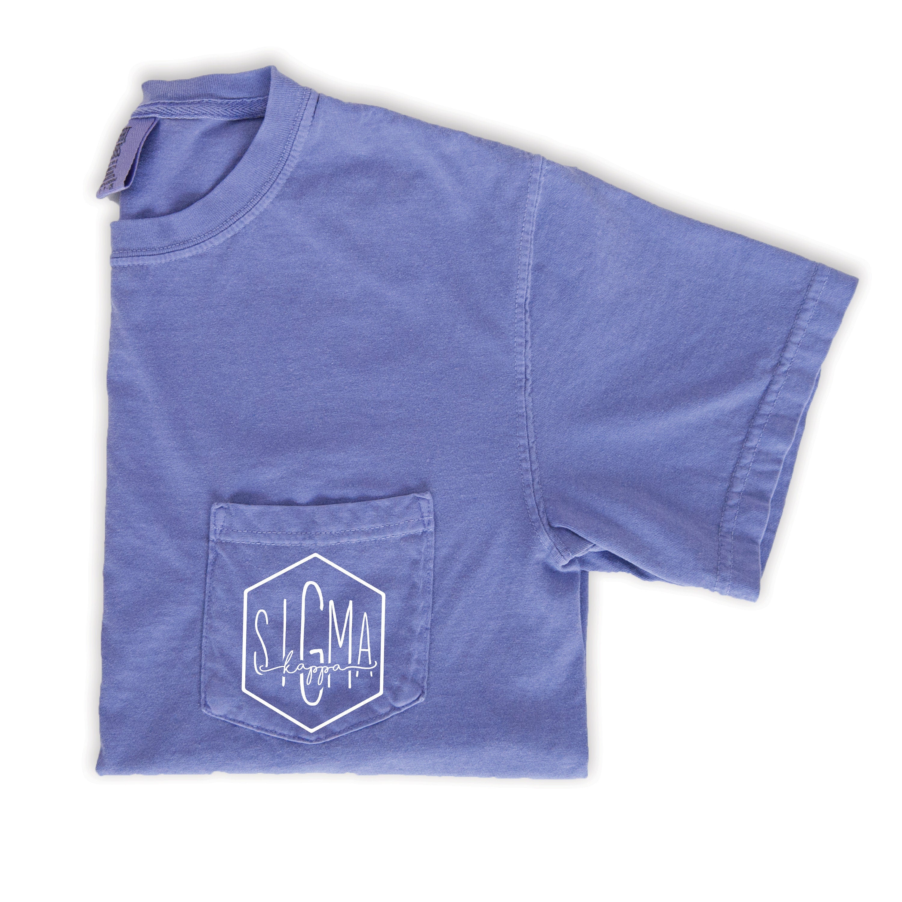 Sigma Kappa Hexagon Pocket T-Shirt - Violet - Go Greek Chic