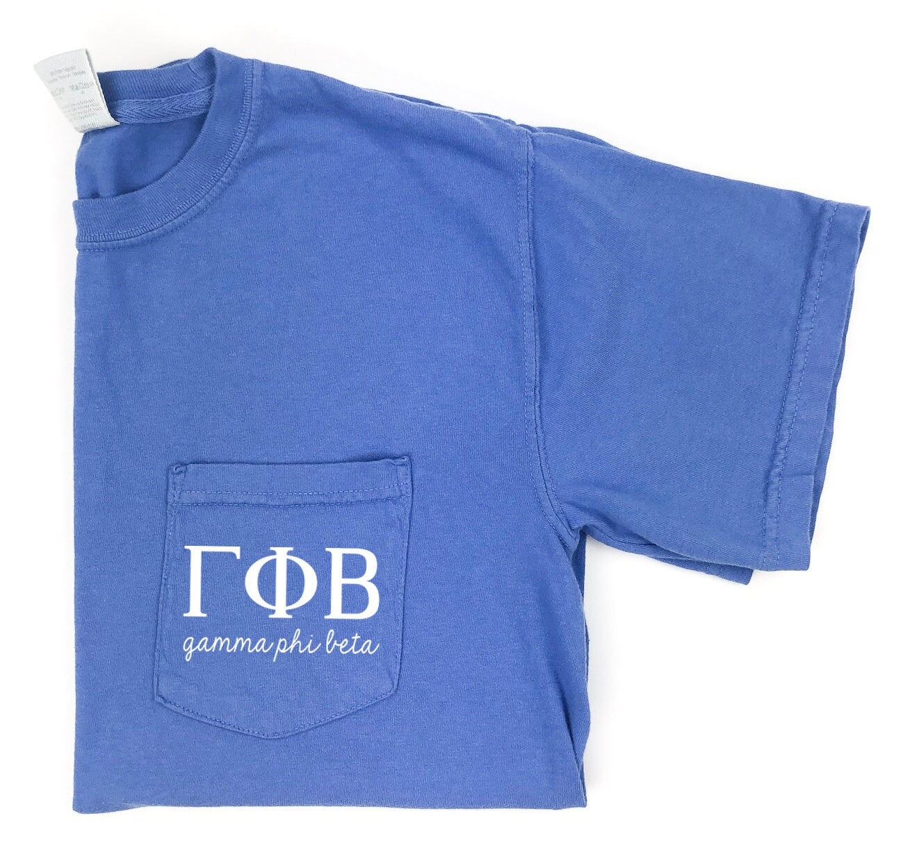 Gamma Phi Beta Script Letters T-Shirt - Mystic Blue - Go Greek Chic