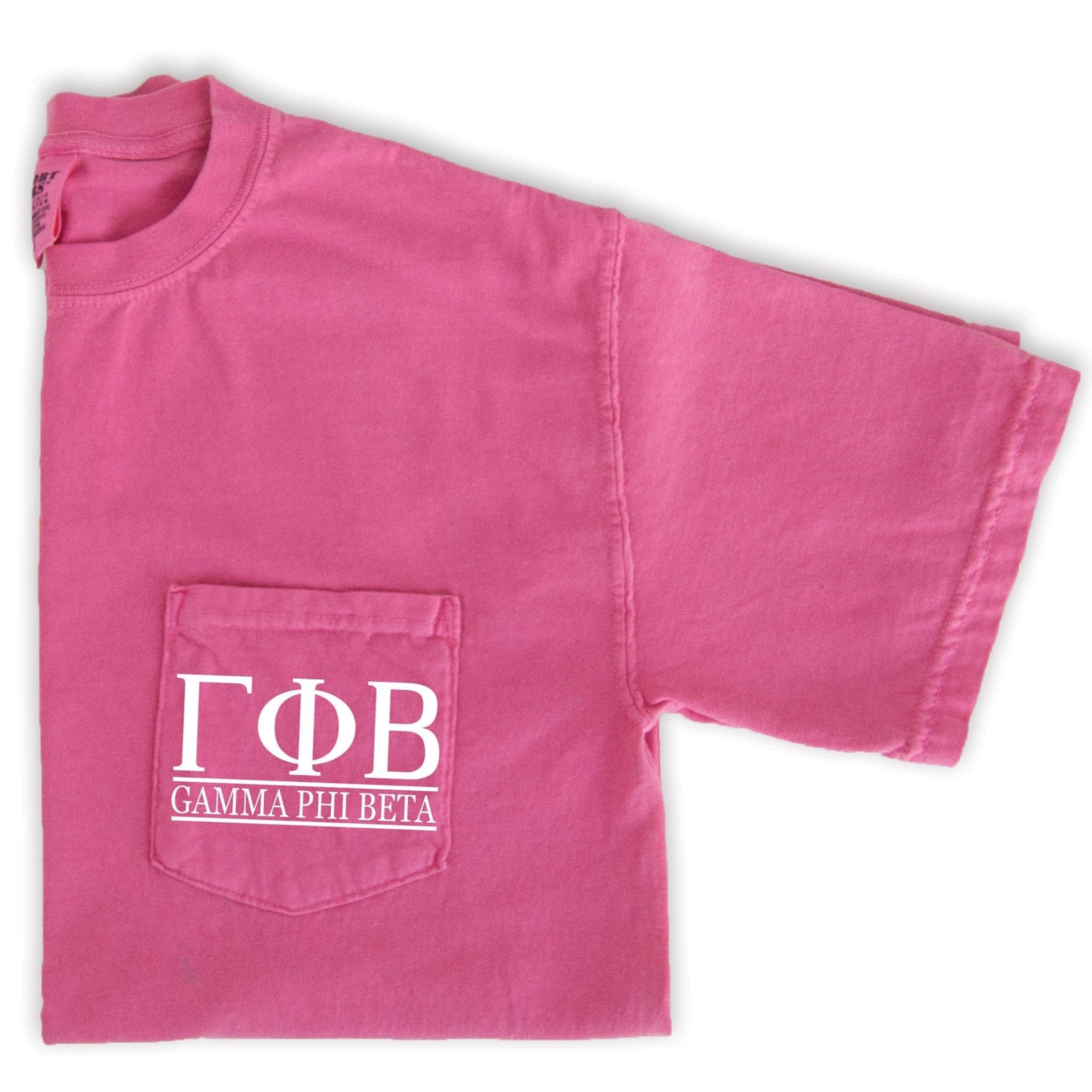 Gamma Phi Beta Block Letters T-shirt - Pink - Go Greek Chic