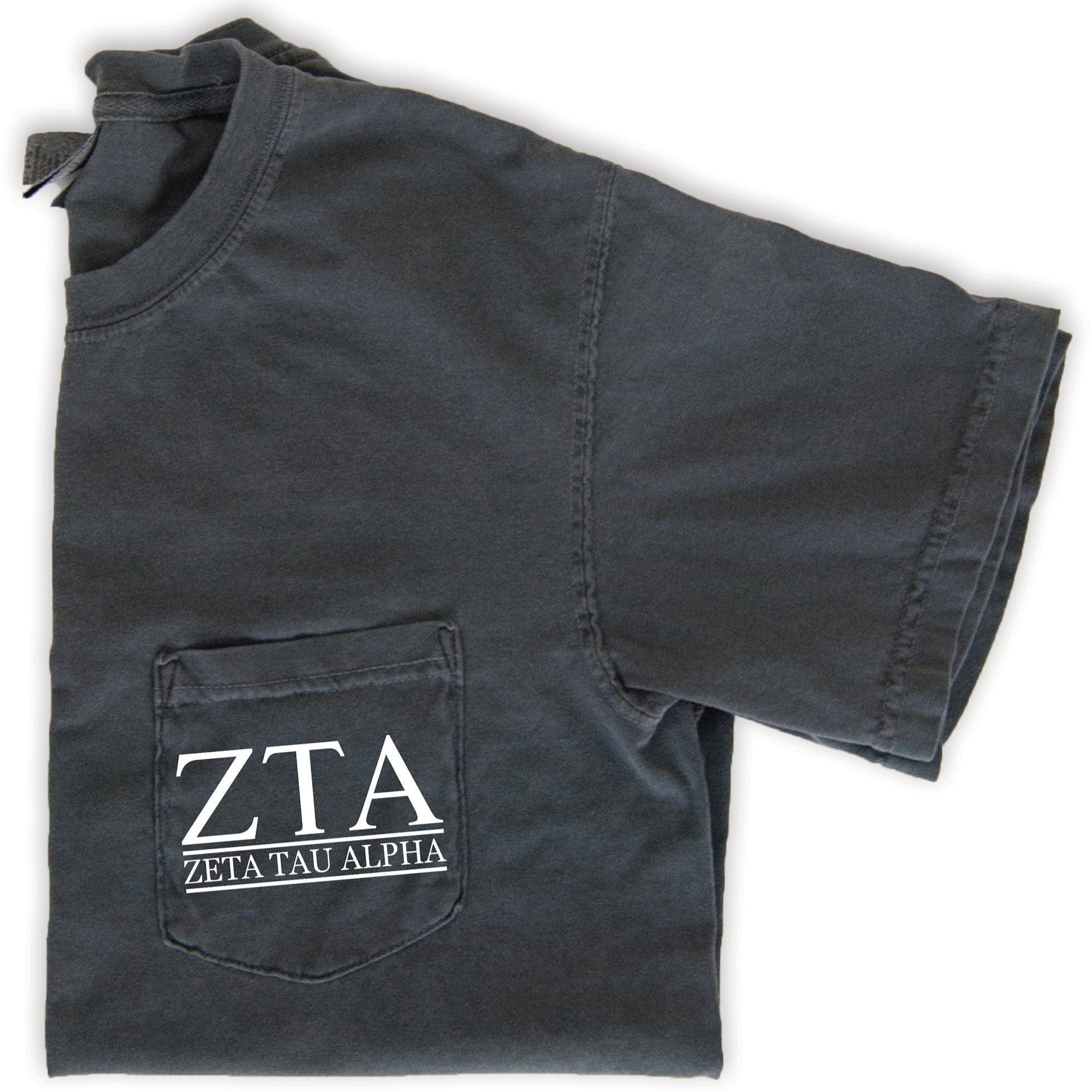 Zeta Tau Alpha Block Letters T-Shirt - Grey - Go Greek Chic