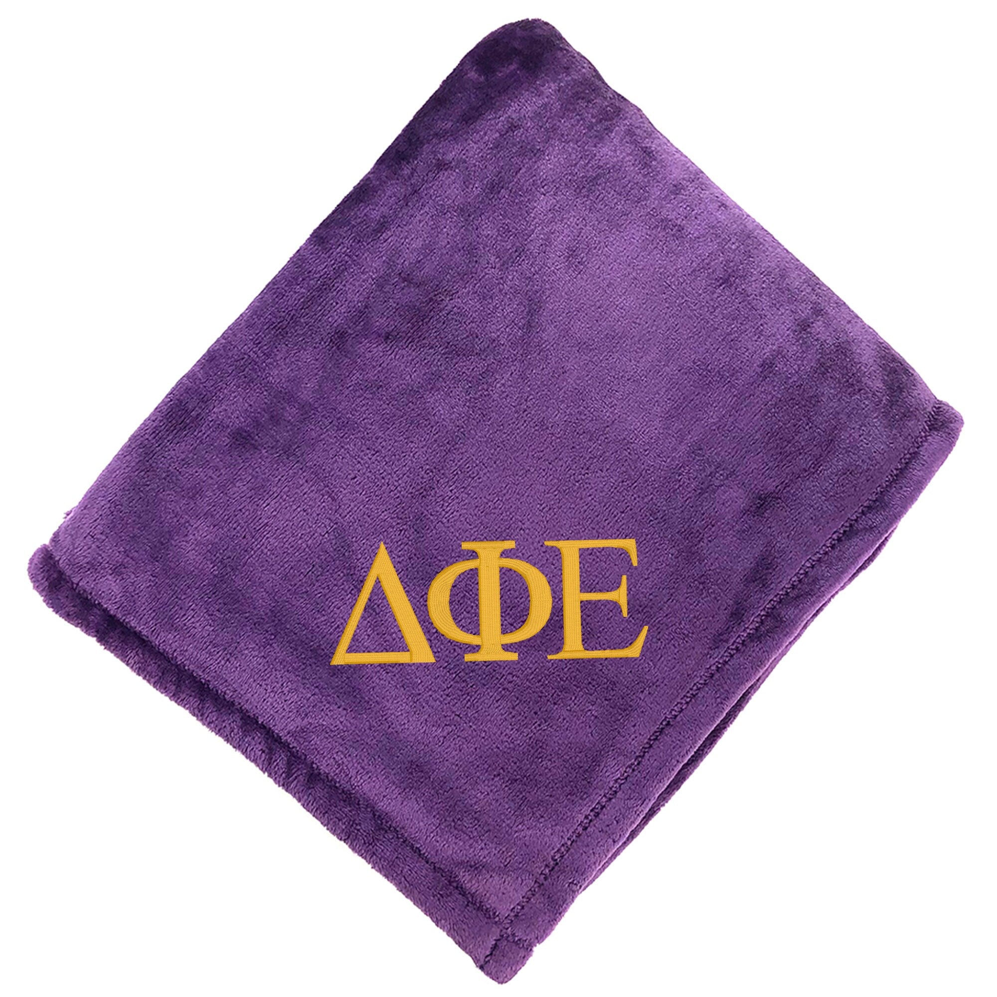 Delta Phi Epsilon Plush Throw Blanket - Purple/Gold - Go Greek Chic