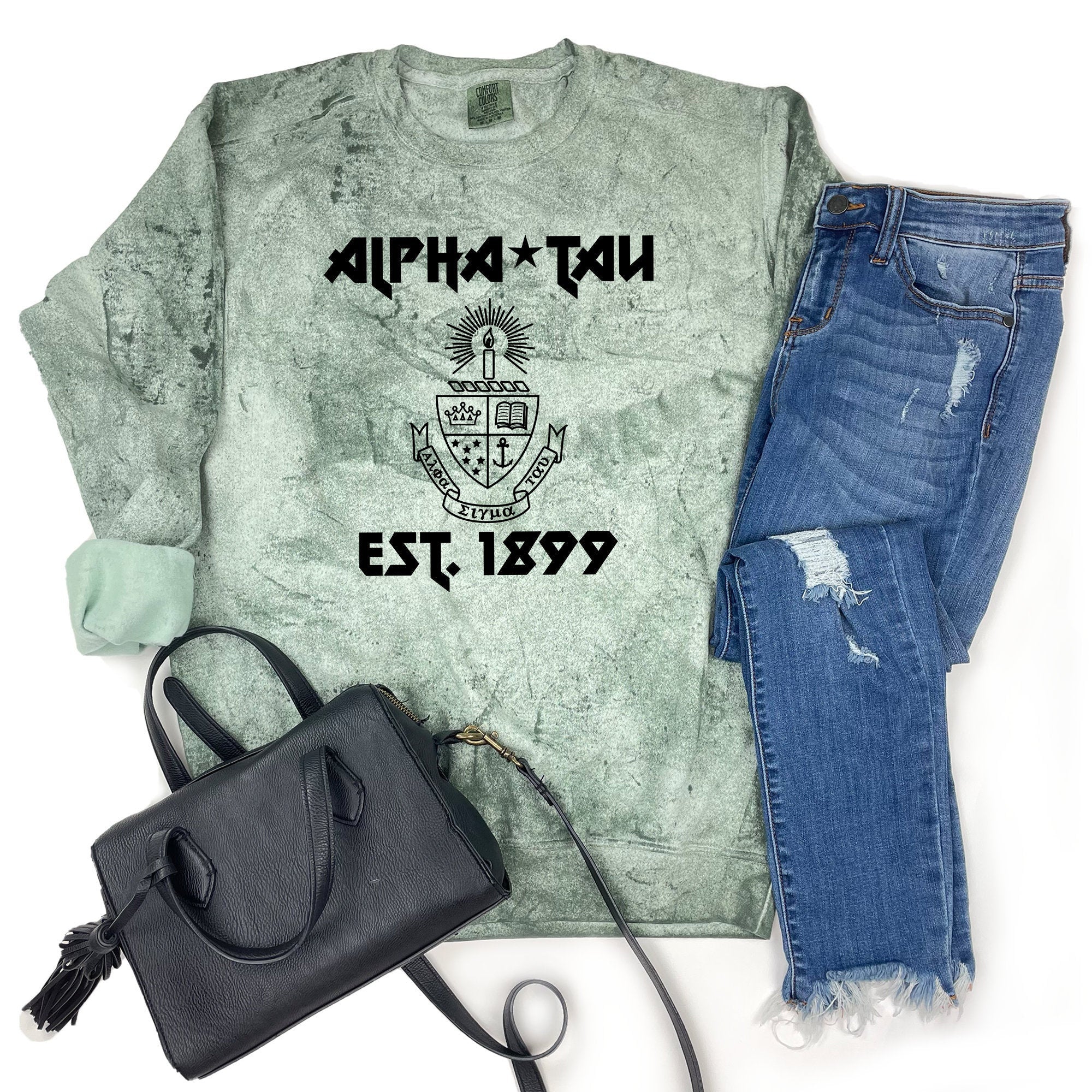 Alpha Sigma Tau Vintage Band Sweatshirt - Go Greek Chic