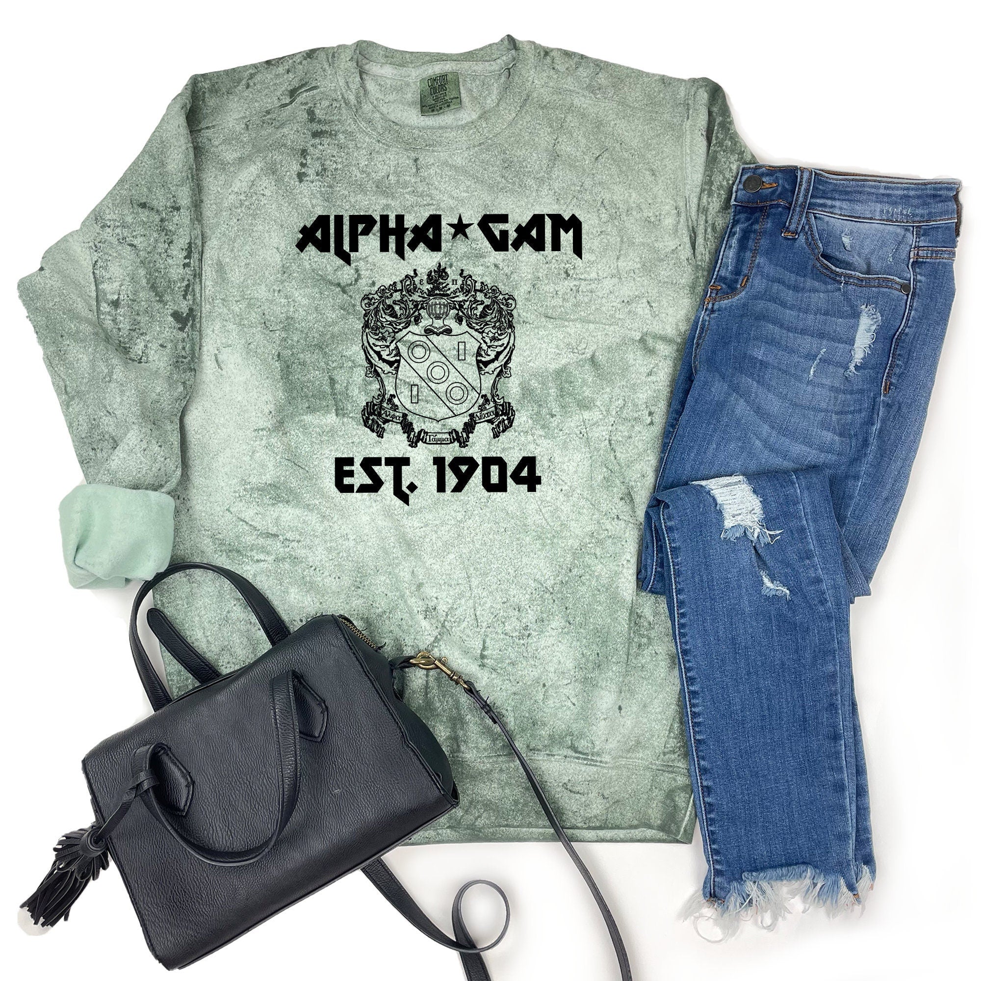 Alpha Gamma Delta Vintage Band Sweatshirt - Go Greek Chic