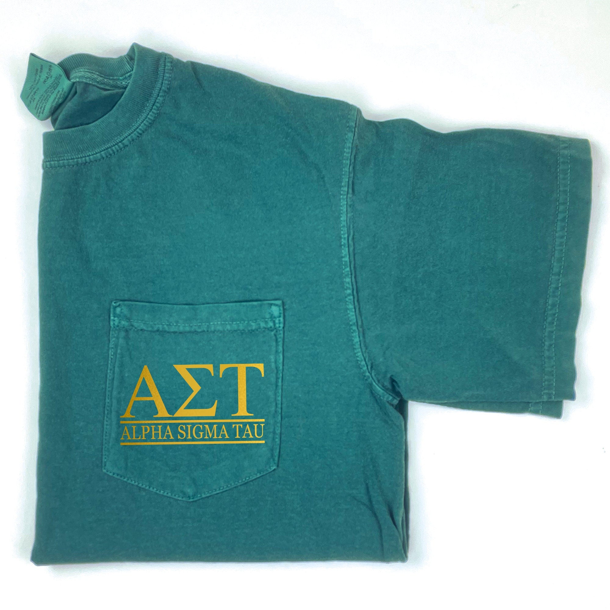 Alpha Sigma Tau Gold Block T-Shirt - Emerald - Go Greek Chic