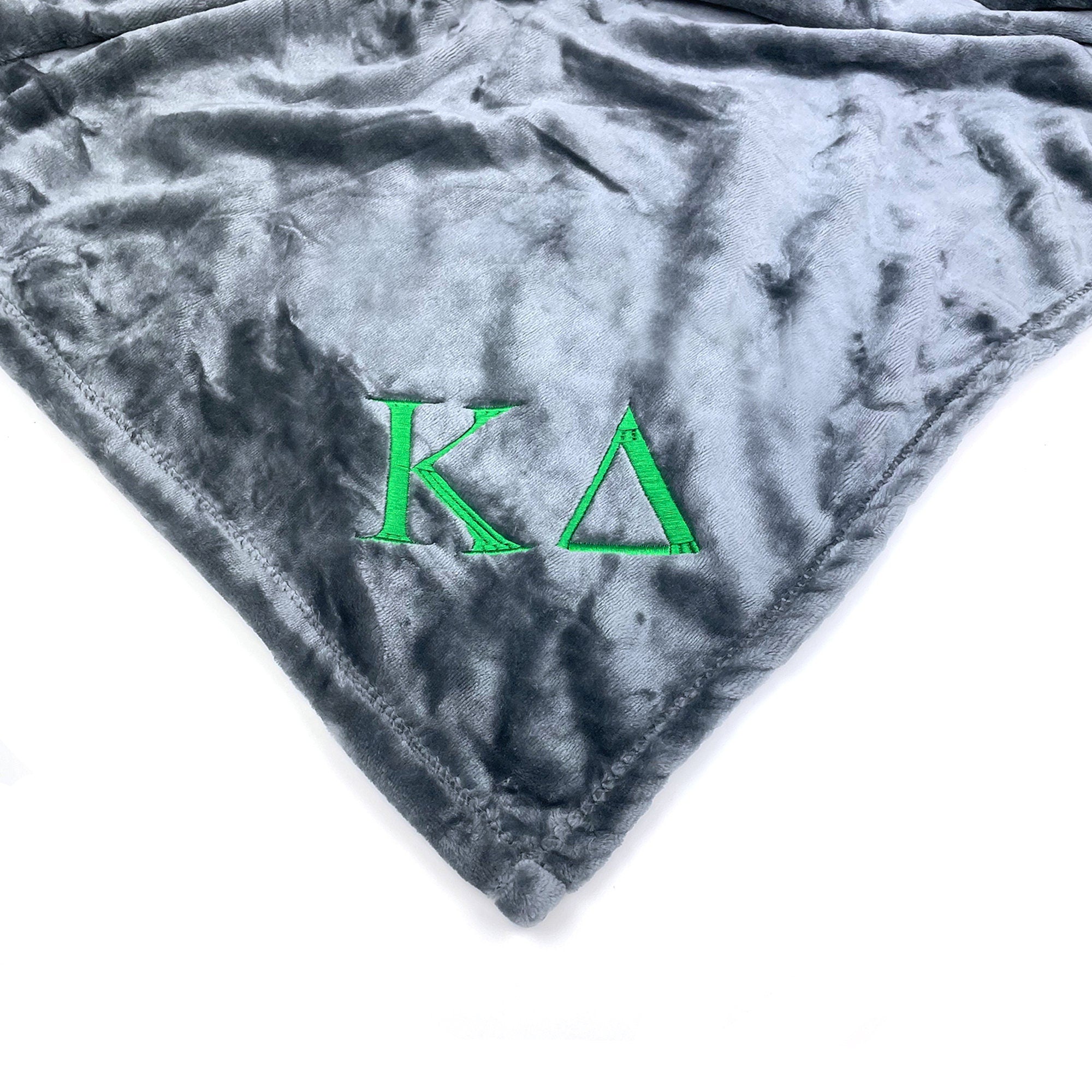 Kappa Delta Plush Throw Blanket - Grey/Green - Go Greek Chic