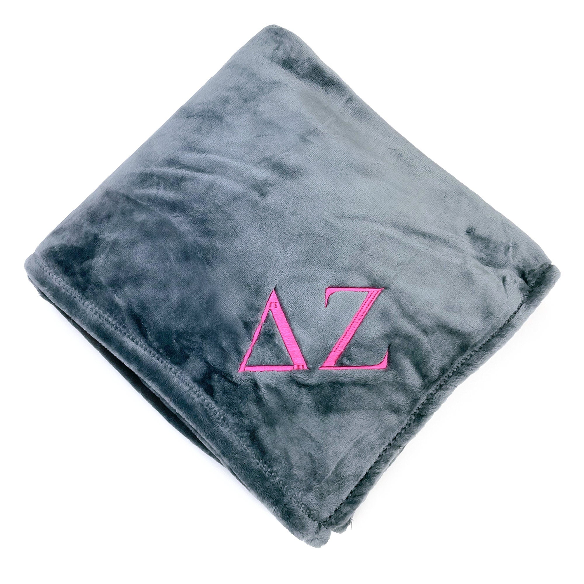Delta Zeta Plush Throw Blanket - Grey/Pink - Go Greek Chic
