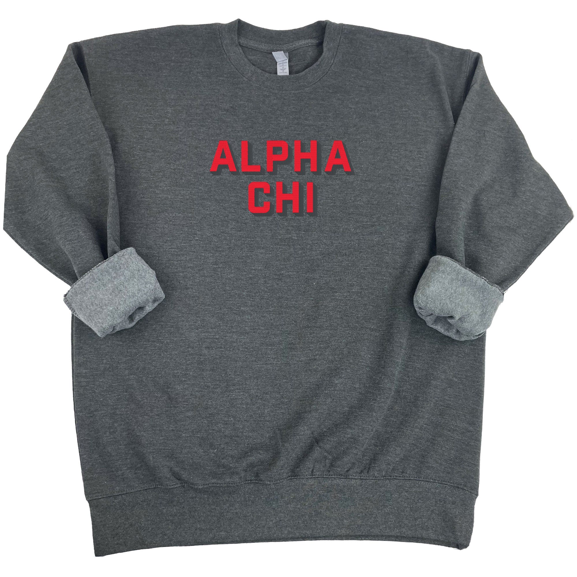 Alpha Chi Omega 3D Block Embroidered Sweatshirt - Alpha Chi - Go Greek Chic