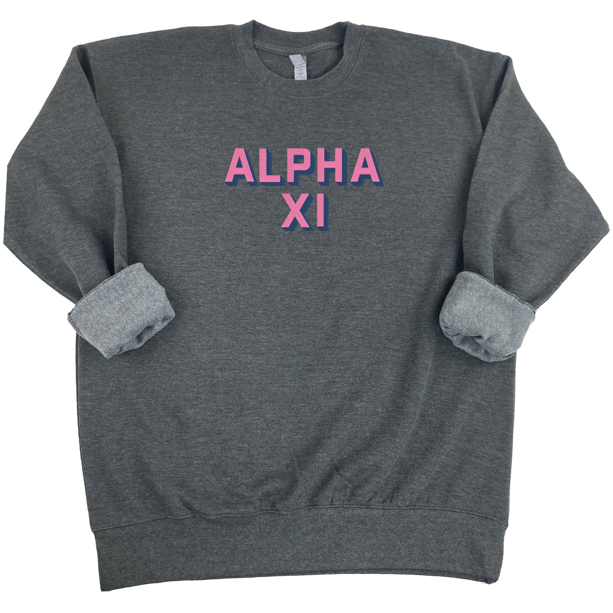 Alpha Xi Delta 3D Block Embroidered Sweatshirt - Alpha Xi - Go Greek Chic