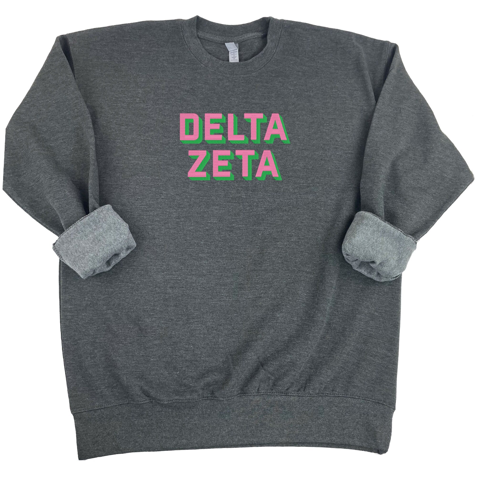 Delta Zeta 3D Block Embroidered Sweatshirt - Go Greek Chic