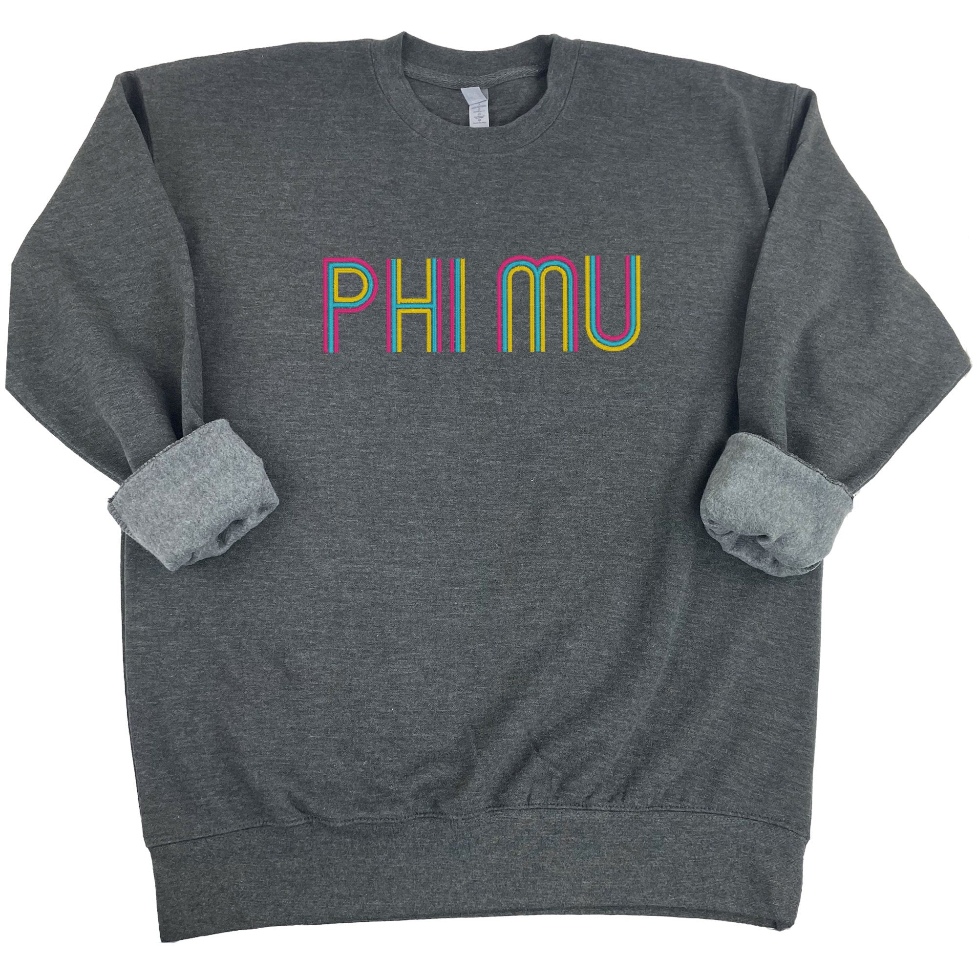 Phi Mu Retro Embroidered  Sweatshirt - Go Greek Chic