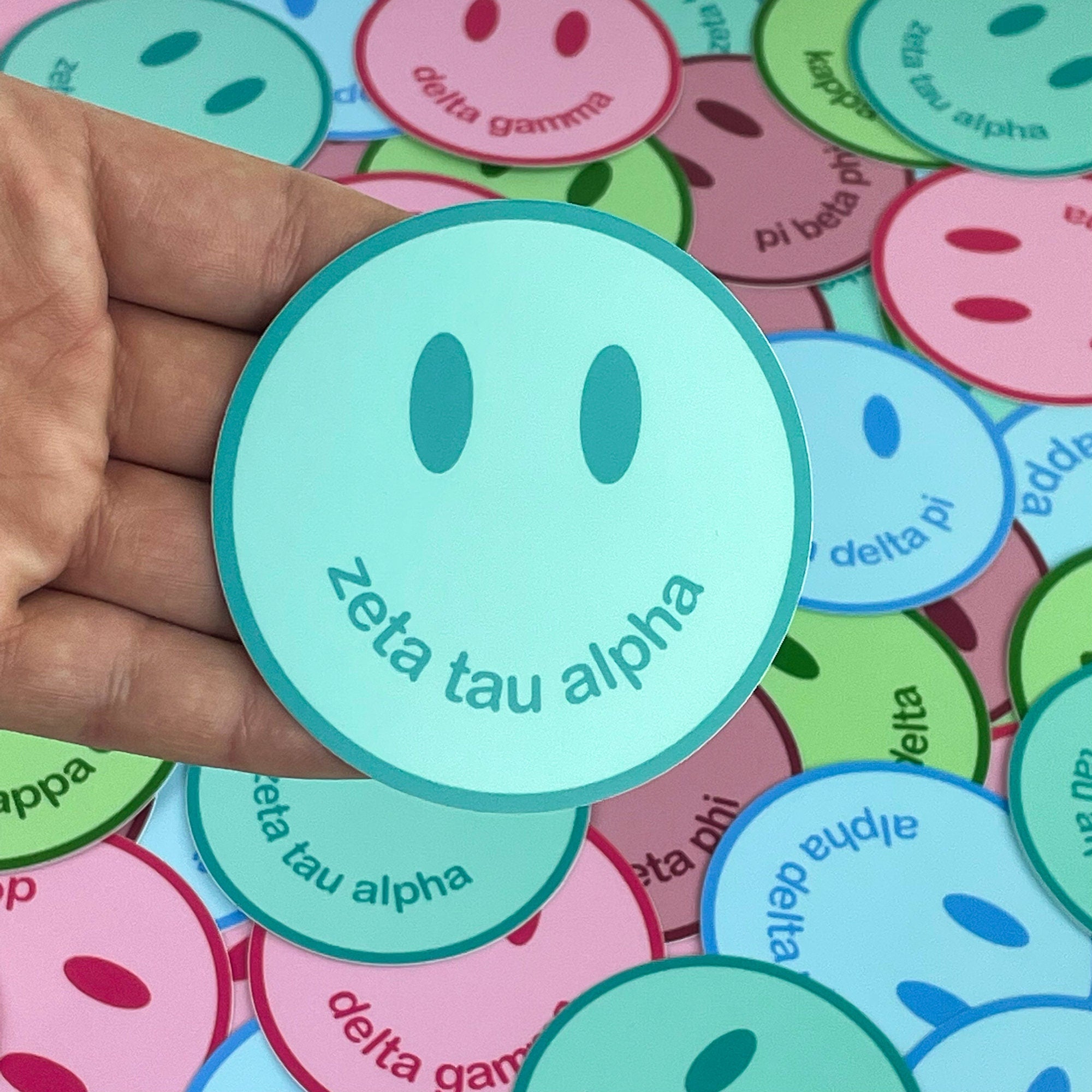 Zeta Tau Alpha Smiley Face Sticker - Go Greek Chic