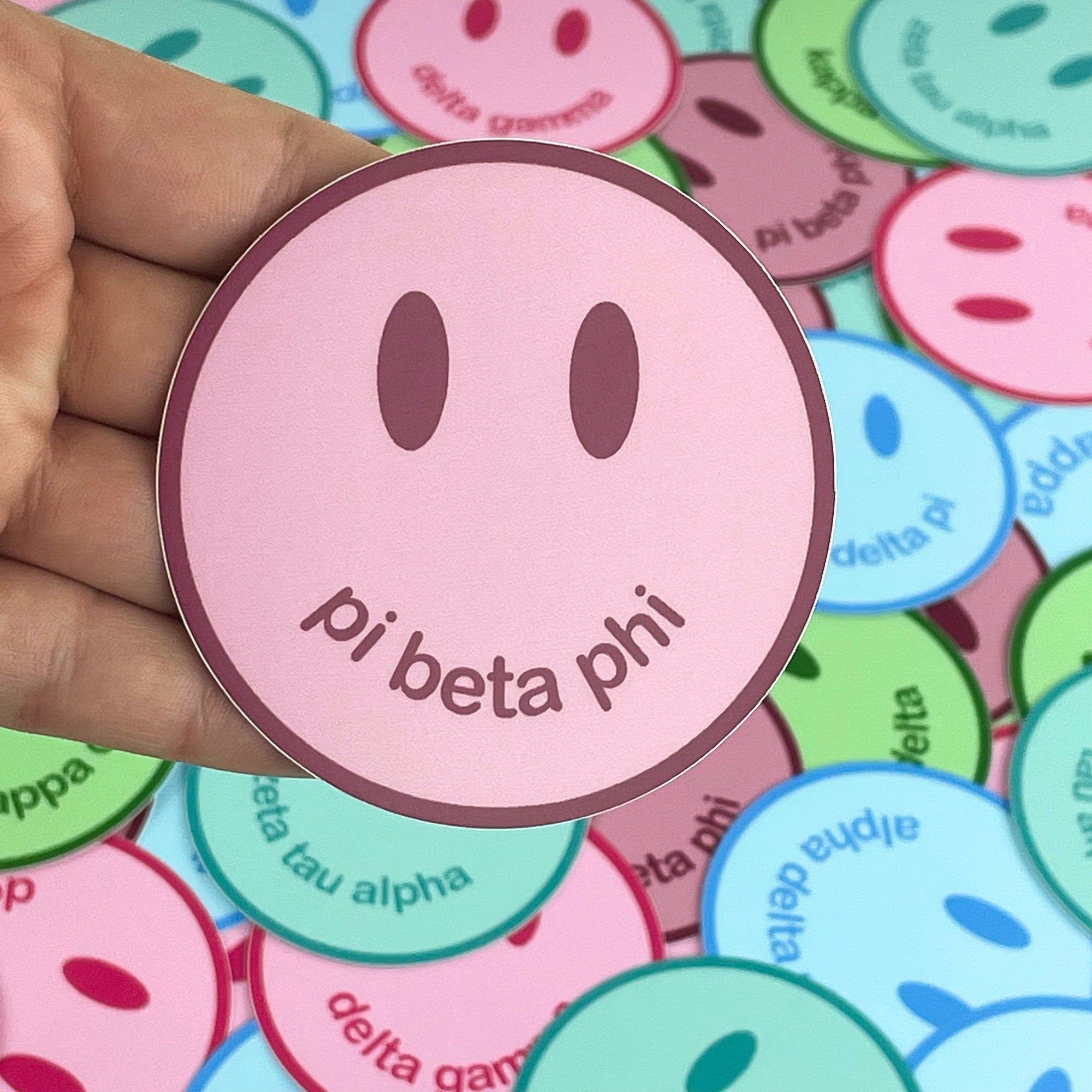 Pi Beta Phi Smiley Face Sticker - Go Greek Chic