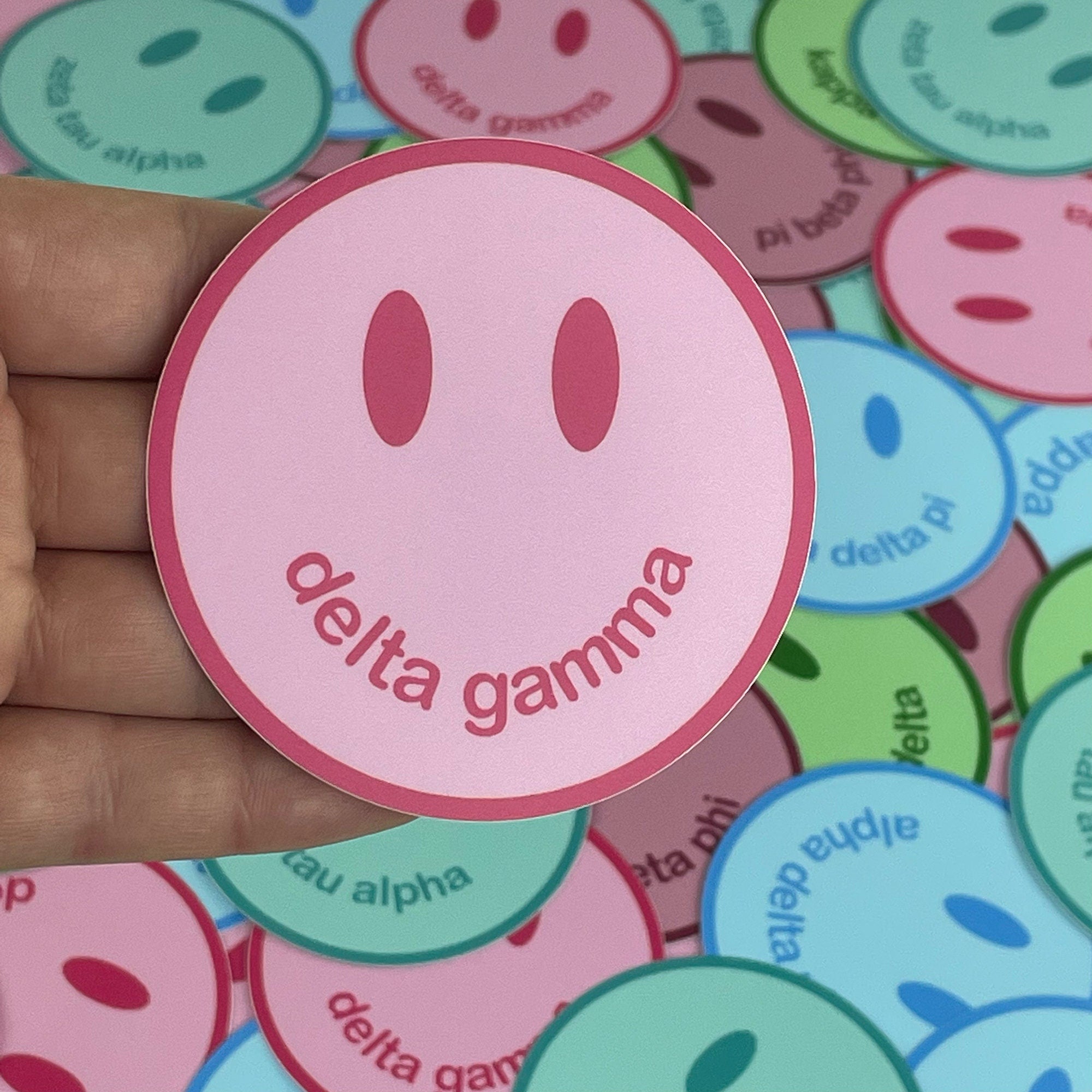 Delta Gamma Smiley Face Sticker - Go Greek Chic