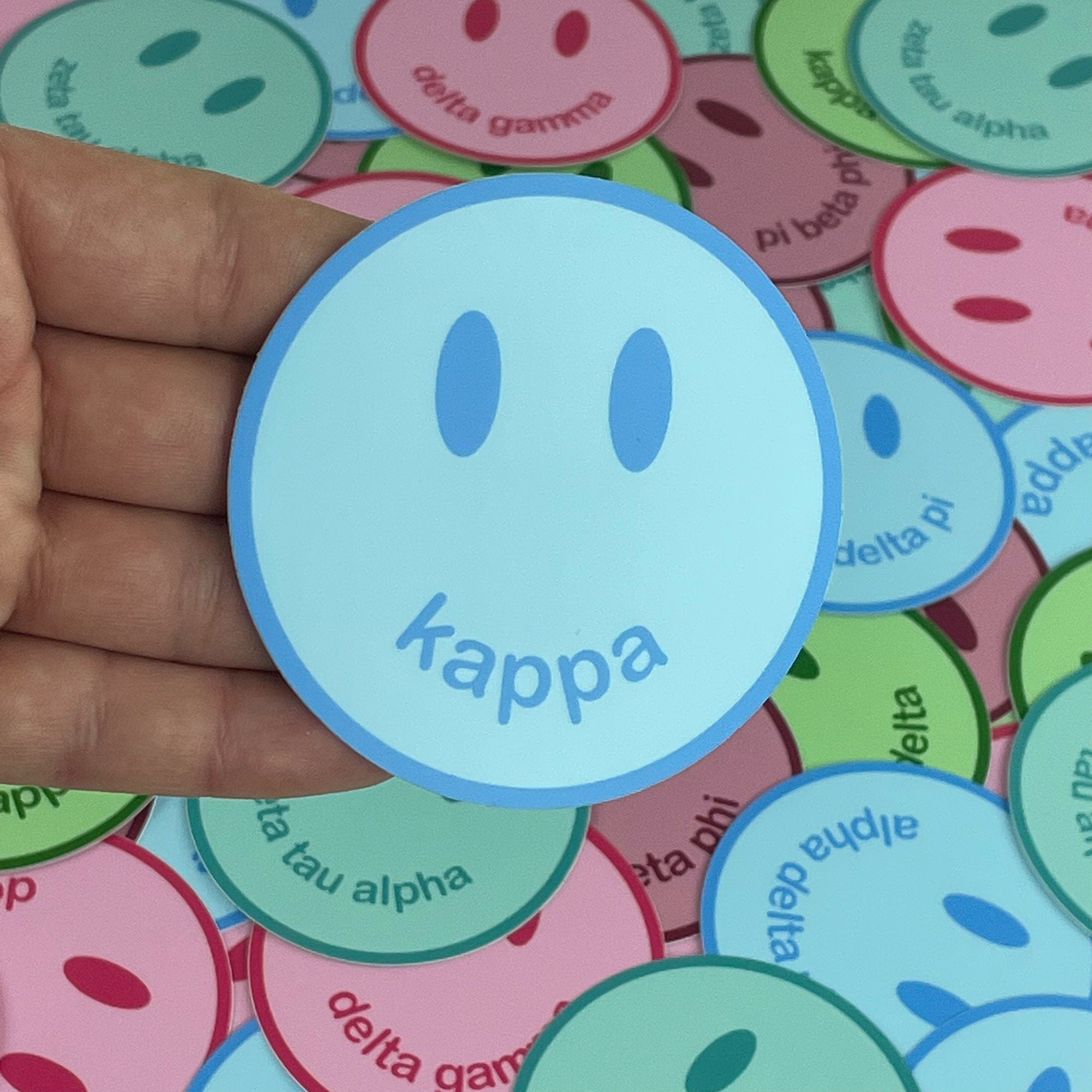 Kappa Kappa Gamma Smiley Face Sticker - Kappa - Go Greek Chic