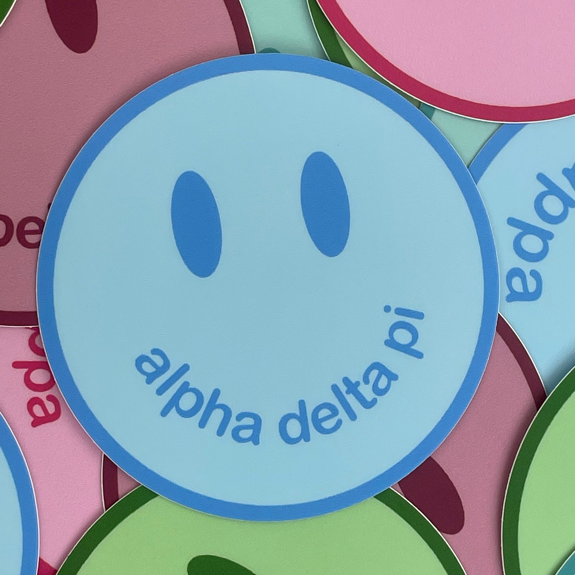 Alpha Delta Pi Smiley Face Sticker - Go Greek Chic