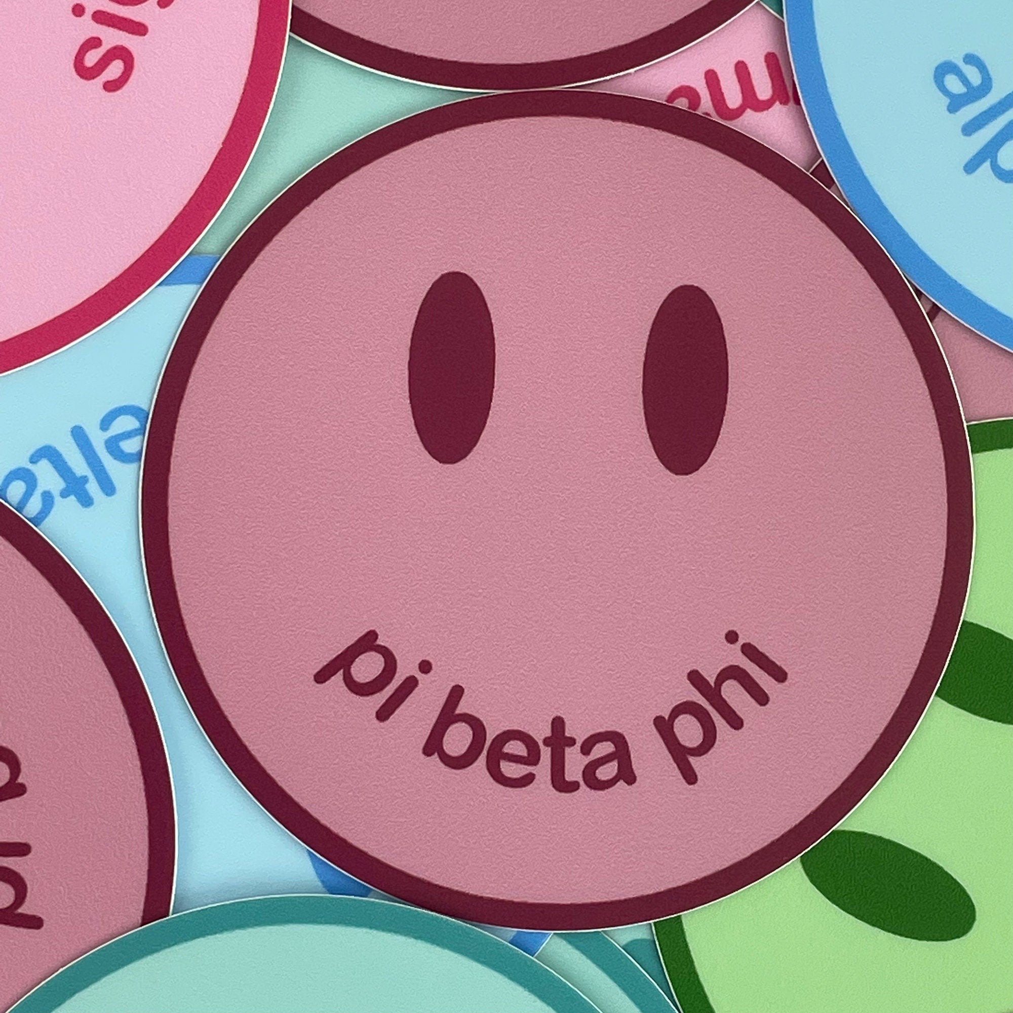 Pi Beta Phi Smiley Face Sticker - Go Greek Chic