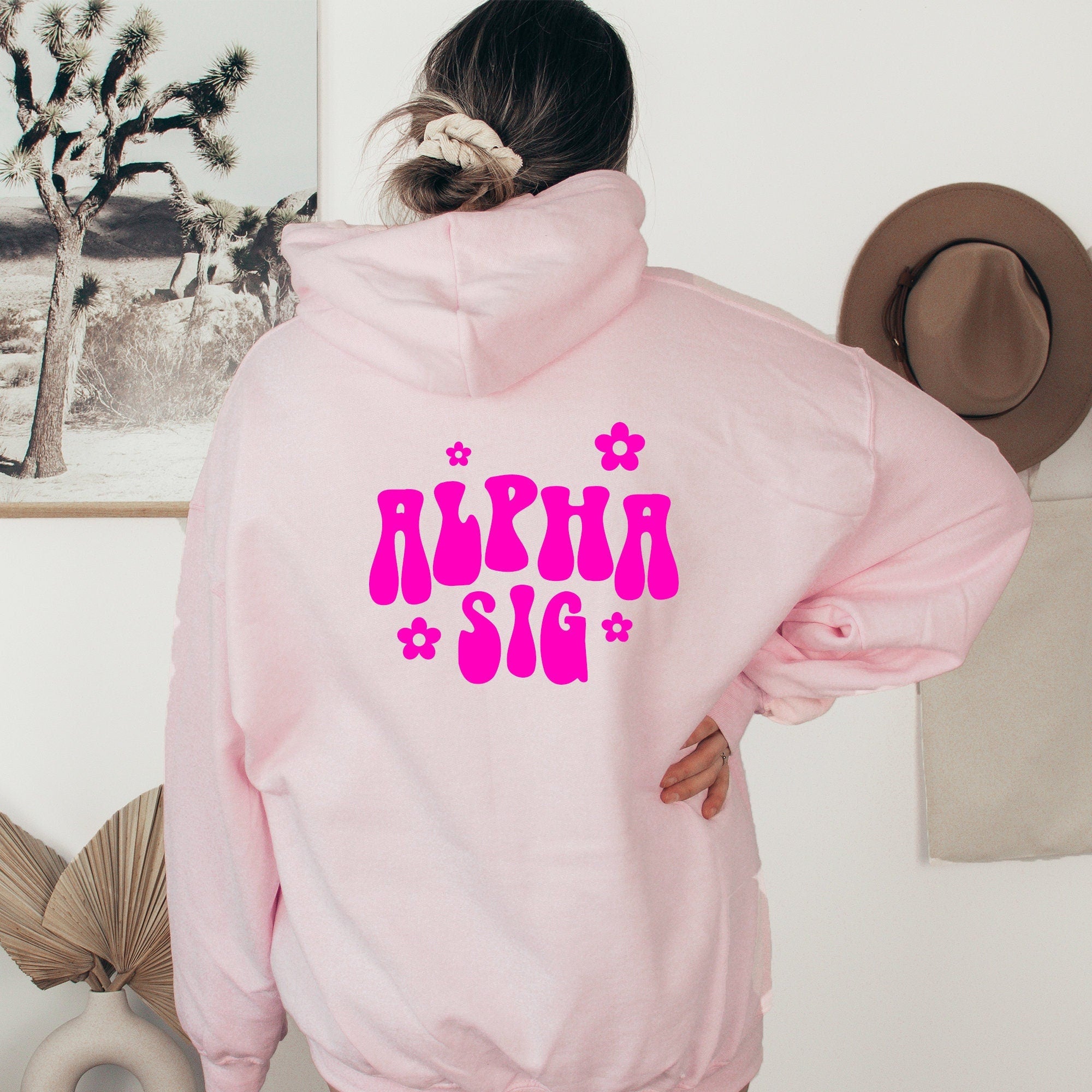 Alpha Sigma Alpha Retro Floral Pink Hoodie - Alpha Sig - Go Greek Chic