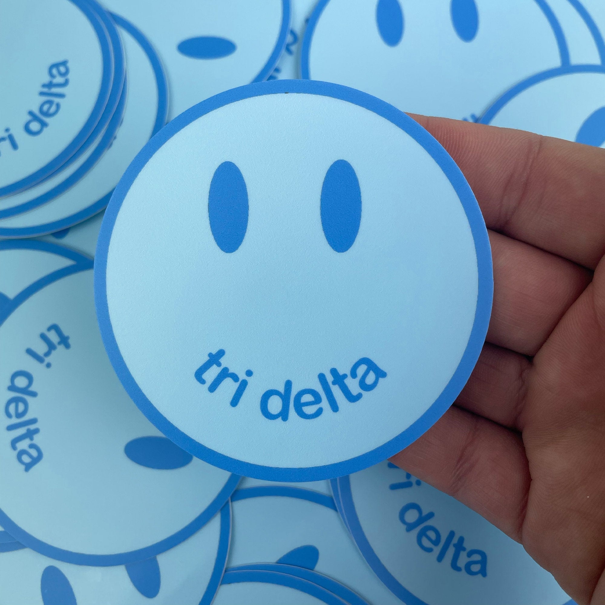 Delta Delta Delta Smiley Face Sticker Sticker - Tri Delta - Go Greek Chic