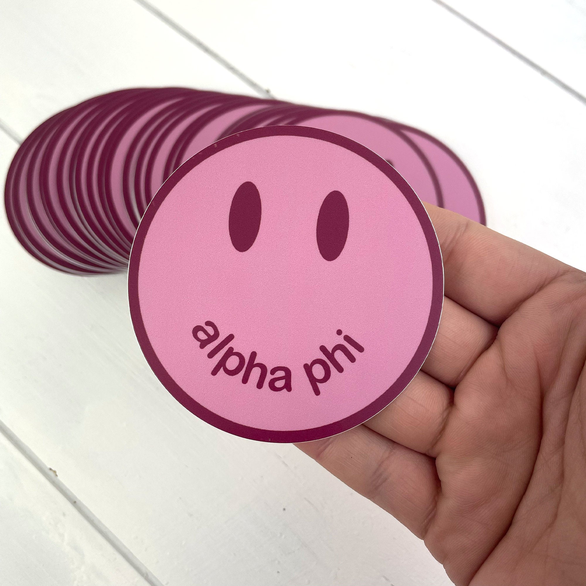 Alpha Phi Smiley Face Sticker - Go Greek Chic
