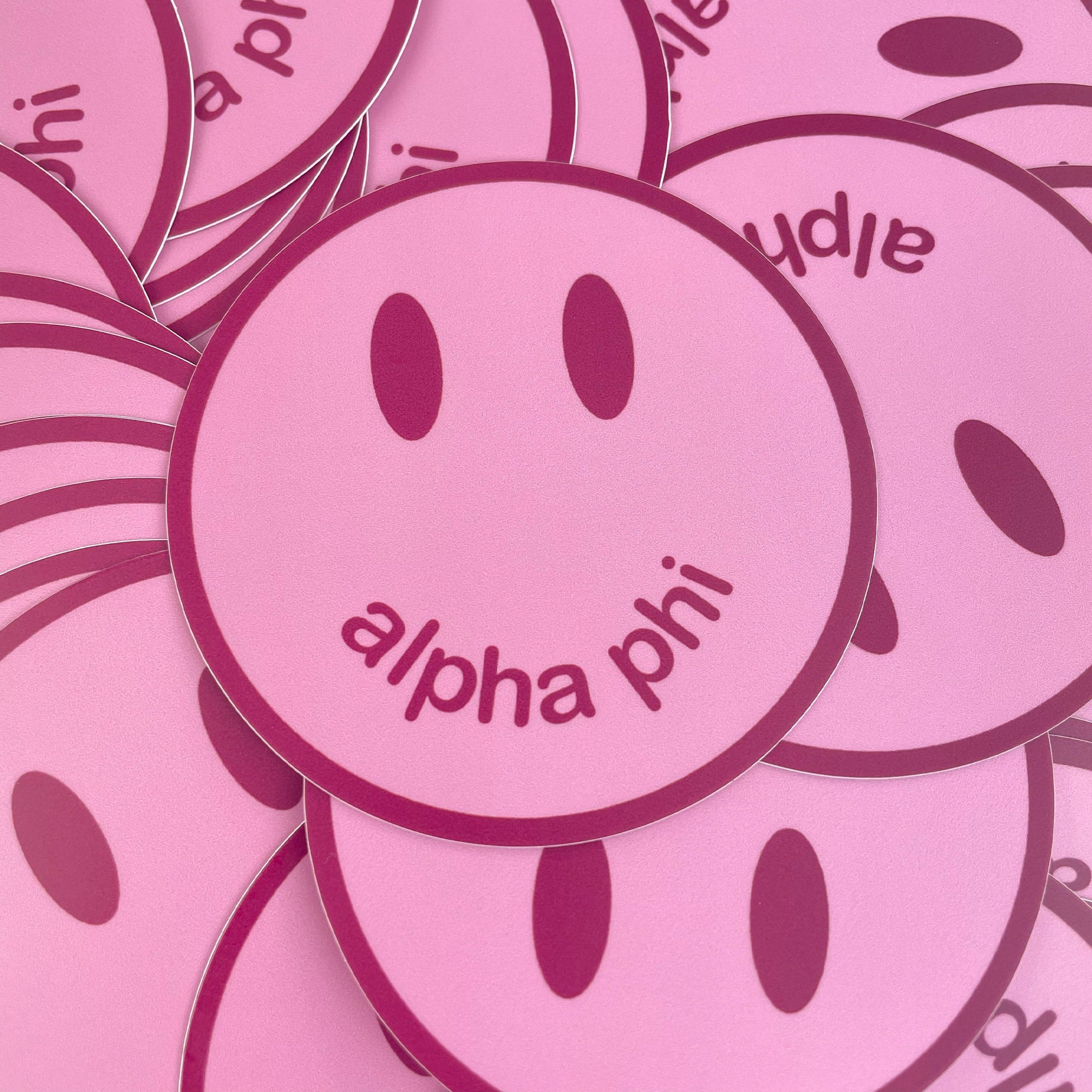 Alpha Phi Smiley Face Sticker - Go Greek Chic