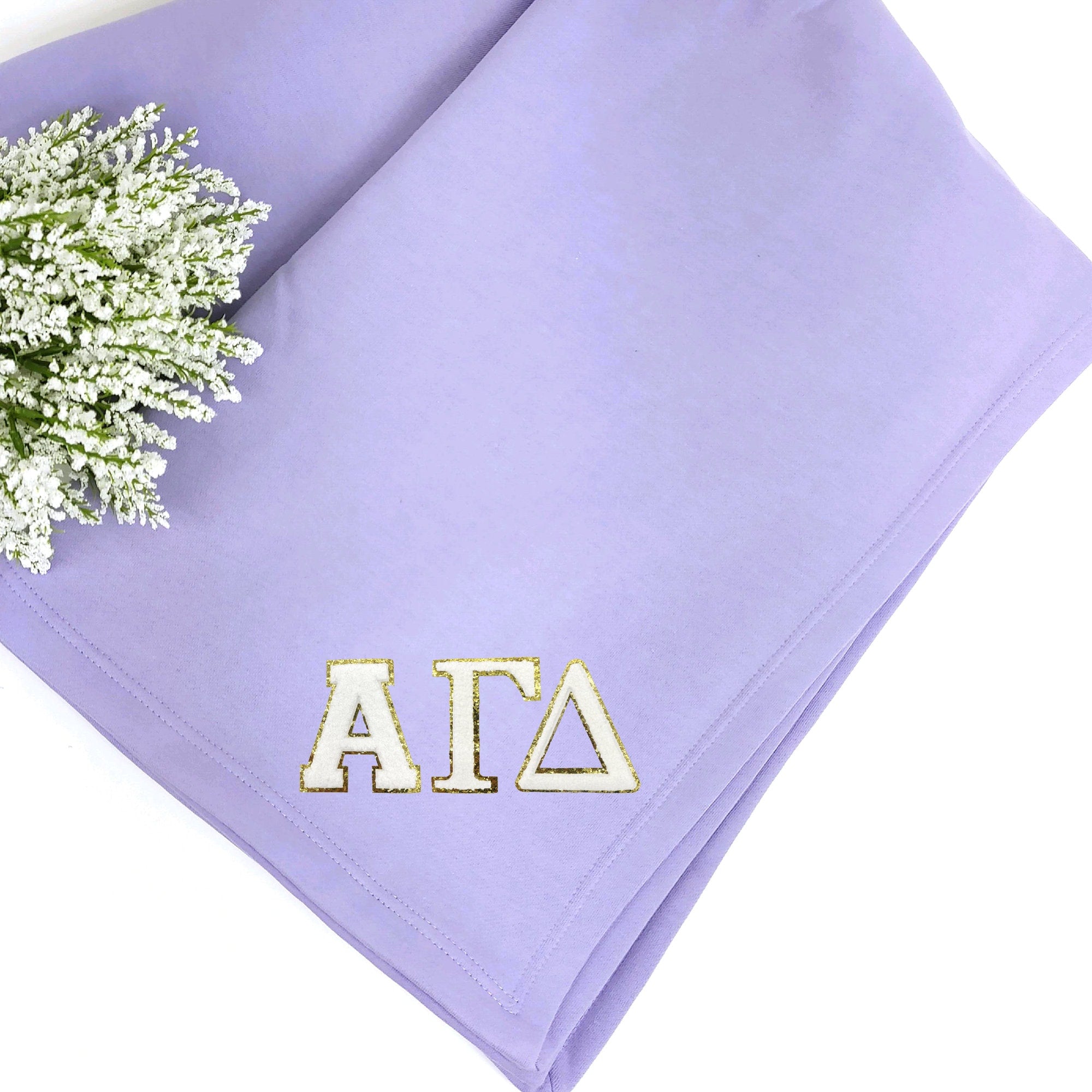 Alpha Gamma Delta Chenille Patch Sweatshirt Blanket, Multiple Colors