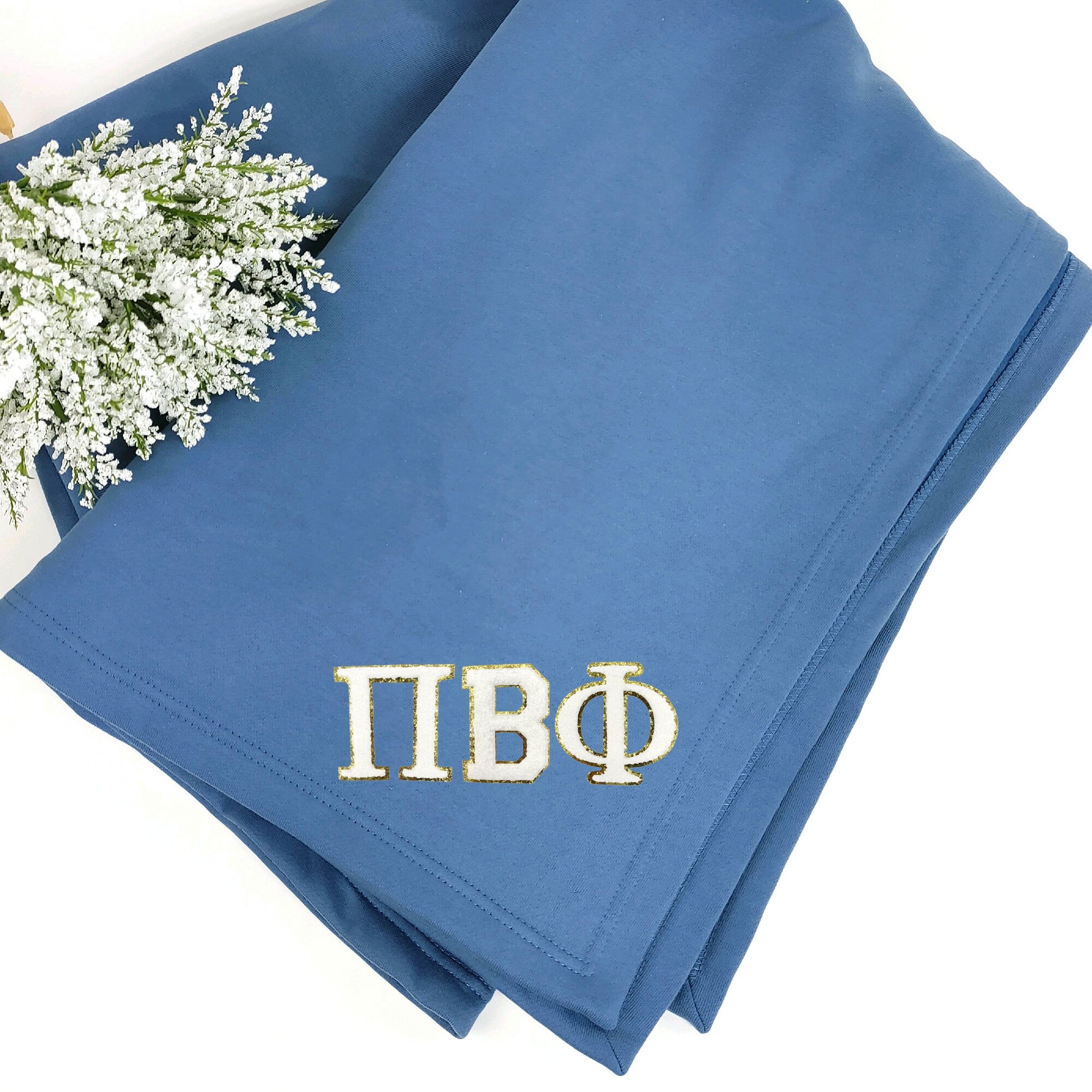 Pi Beta Phi Sweatshirt Blanket with Chenille Patch, Sorority Chenille Patch, Warm and Soft