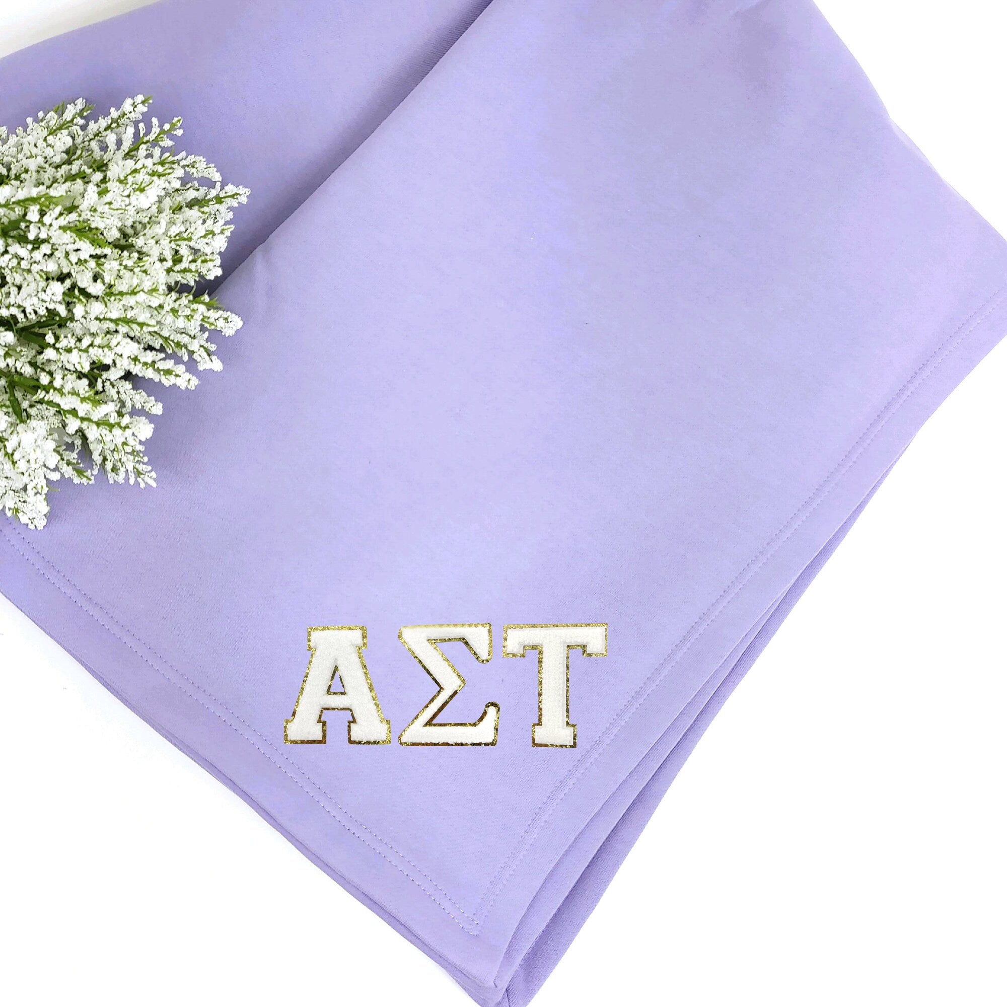 Alpha Sigma Tau Patch Sweatshirt Blanket, Warm and Soft, Perfect Sorority Gift